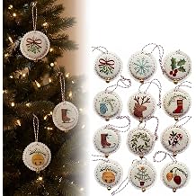 Christmas Embroidery Kit, 12PCS DIY Ornament Set for Beginners