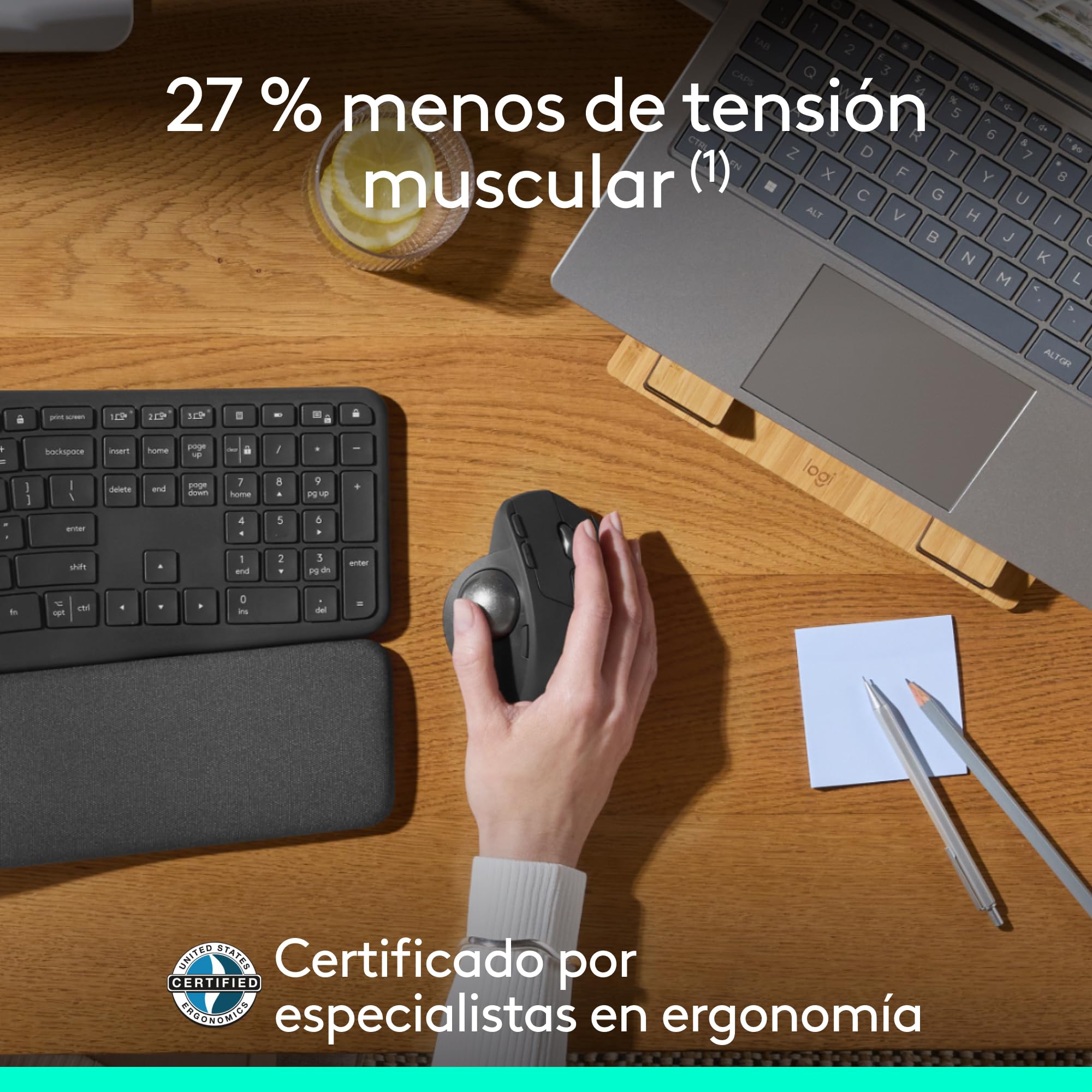 Logitech MX Ergo S ratón con trackball inalámbrico avanzado, ratón ergonómico inalámbrico Recargable por USB-C con Bluetooth y Llave USB cifrada, 6 Botones programables, para PC/Mac - Grafito