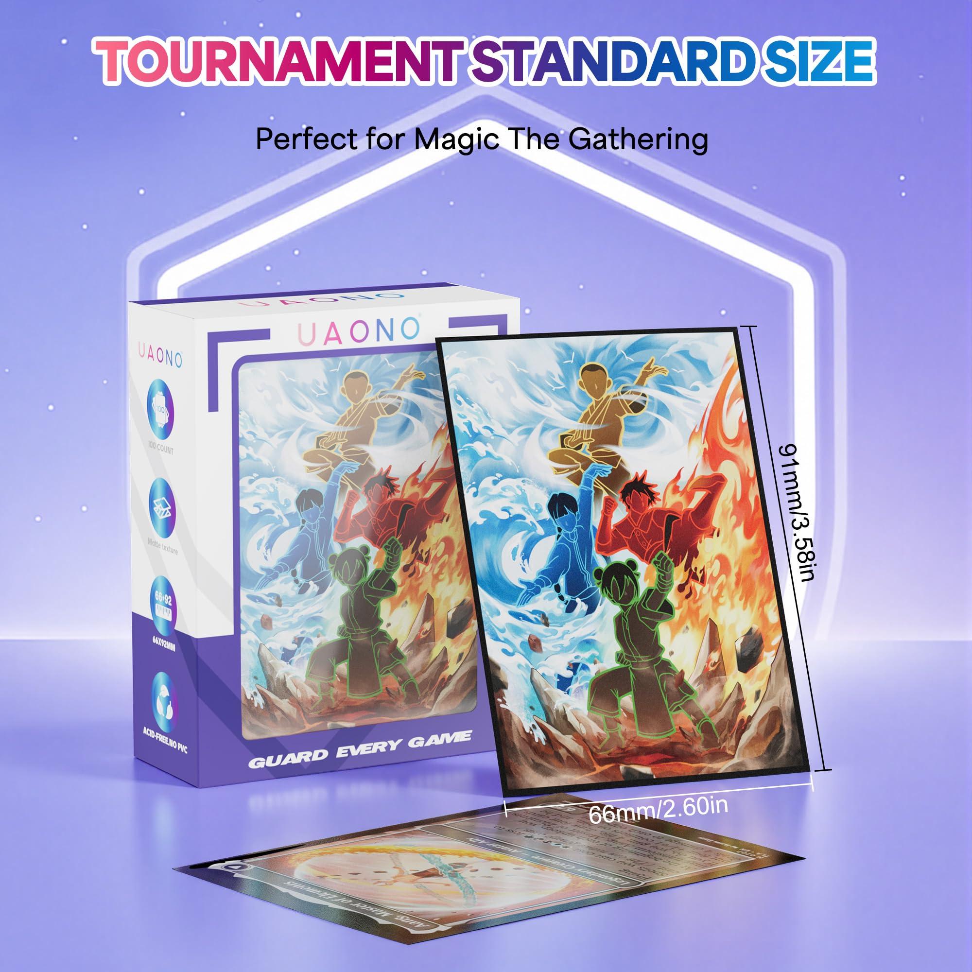 UAONO MTG rękawy na karty - 100 sztuk standardowy rozmiar matowy rękaw artystyczny | Płynne tasowanie i bardzo wyraźna ochrona, Magic The Gathering (chiński styl)