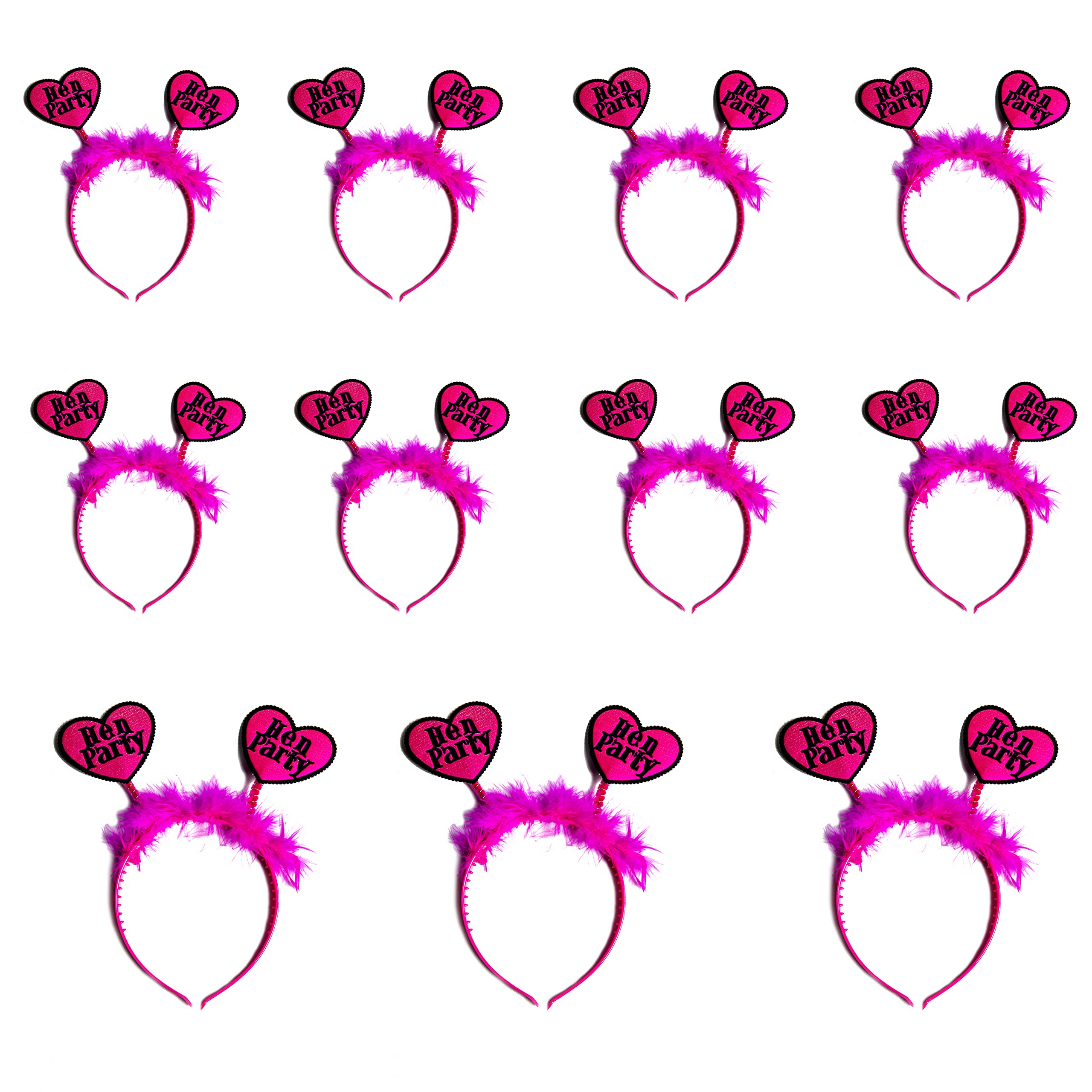 SHATCHI 24 x Head Boppers Pink Fluffy Fur Heart Antlers Girls Night Out Hen Do Fancy Dress Costume Headband Fun Hen Party Bag Fillers Games