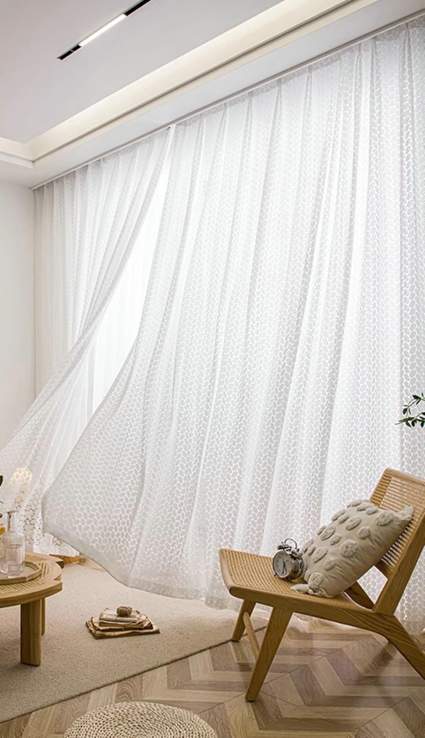 TOAVA DECO Tende Trasparenti Effetto Lino Beige - 2 Pannelli 132x153 Cm, Tenda Lunga 150 Cm Per Soggiorno E Camera Da Letto