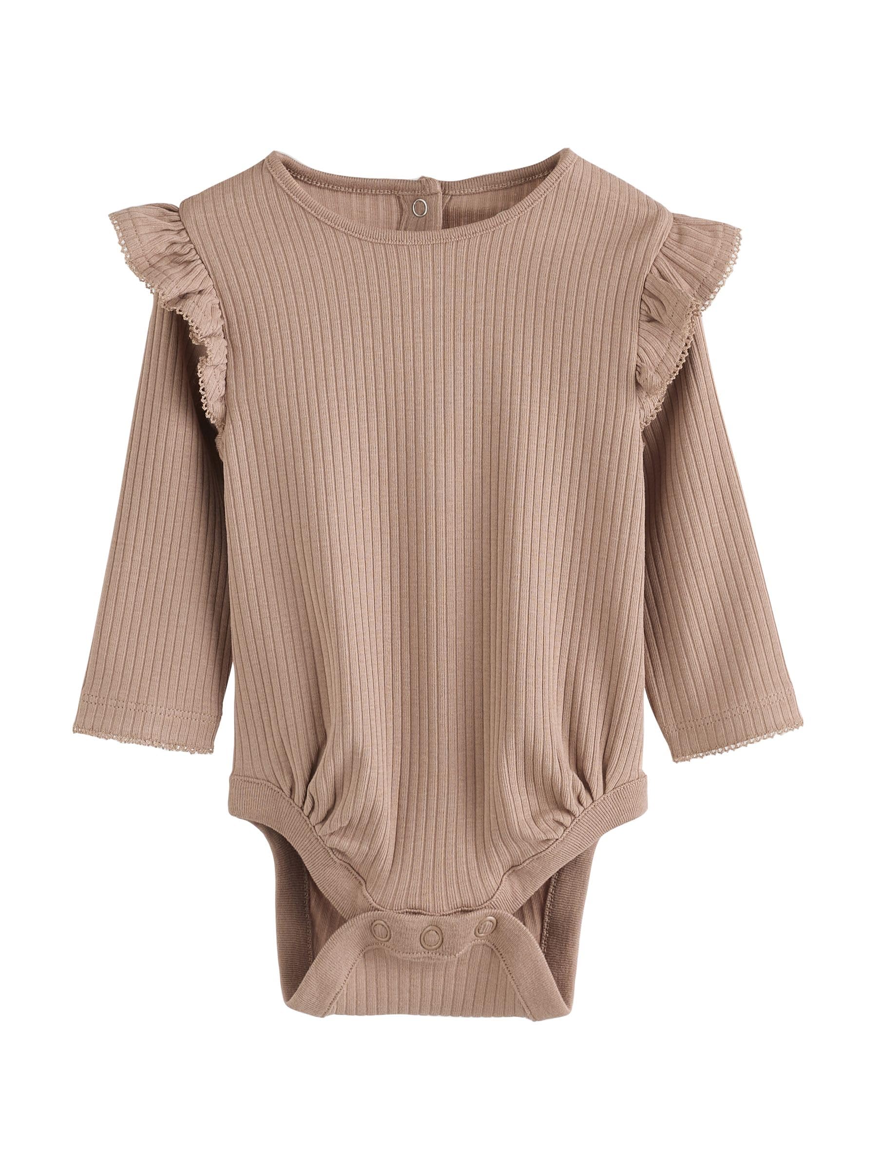 NEXT Baby Mädchen Baby Langarm-Bodysuits mit Rüschen im 4er-Pack