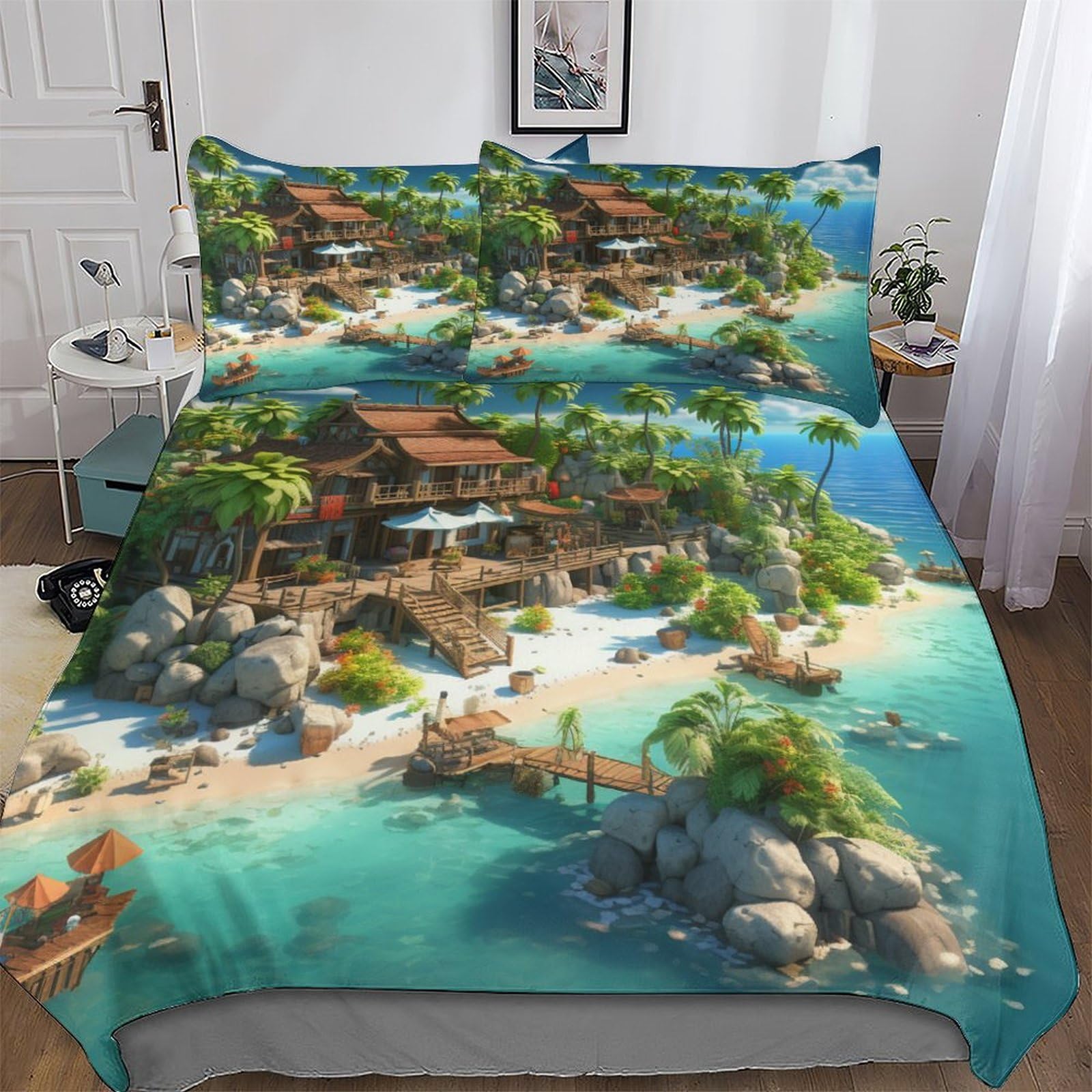 Parure de lit Holiday Bay avec impression 3D haute définition