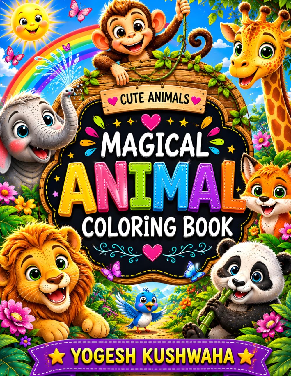 Cute Animal Coloring Book for Kids Ages 3-6: Fun and Easy Animal Coloring Pages for Toddlers, Preschoolers and Kindergarten Kids | Simple Bold Outlines for Early Learning and Creativity