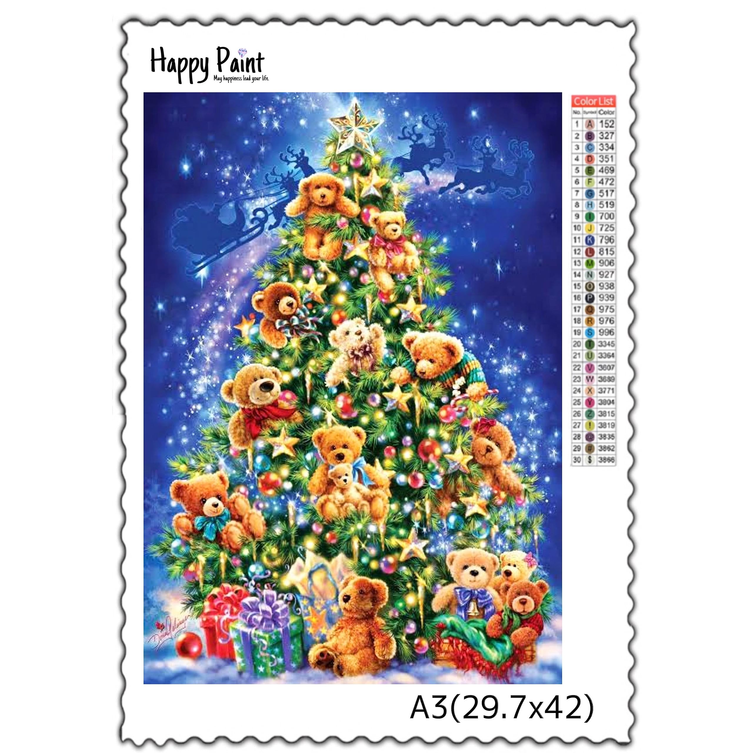Happy Paint ダイヤモンドアート A3 お洒落 ツリー／1307 Amazon | 【オーロラビーズ入り】Happy Paint ダイヤモンド