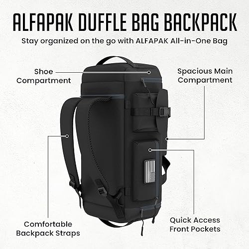 Miniatura 6 de Mochila de gimnasio 45L 60L Bolsa de gimnasio resistente para hombresmujeres con compartimento para zapatos Múltiples bolsillos y correas Bolsa