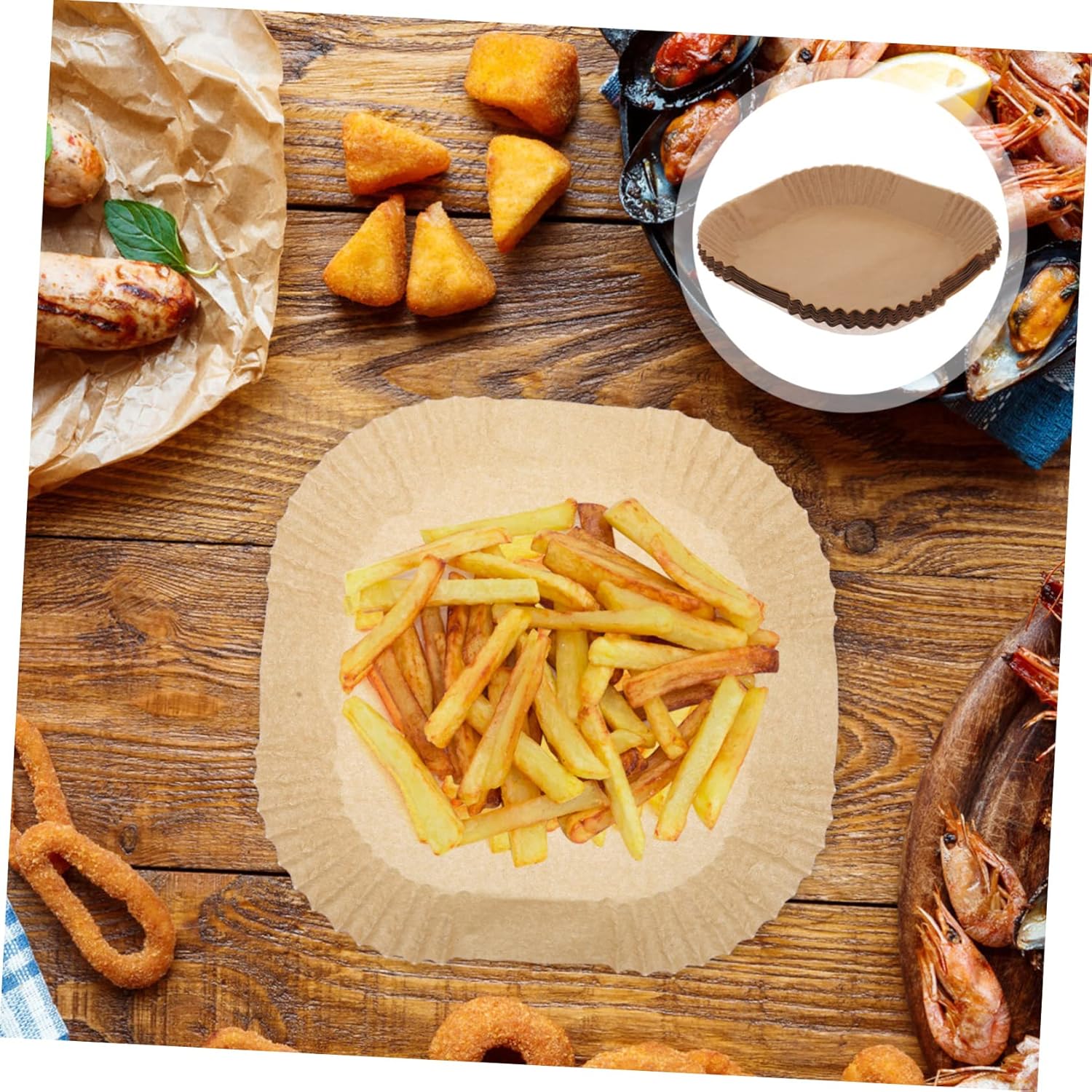 Alipis 300pcs - Air Fryer Paper Liners Non-stick Baking Paper Pads for for Home Outdoor Use for Various High-temperature Foods