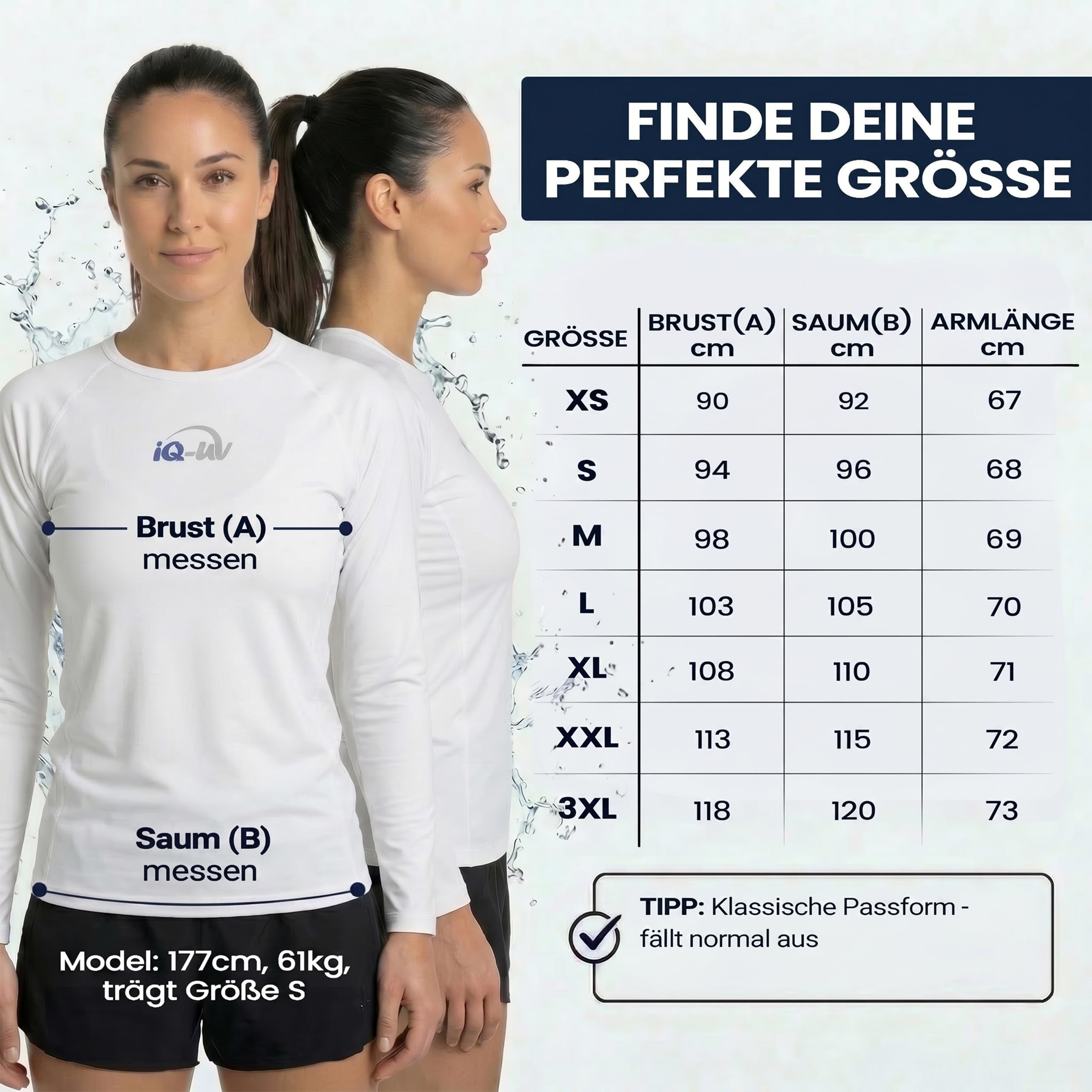 iQ Company UV 300 - Camiseta de protección UV con manga larga de natación para mujer
