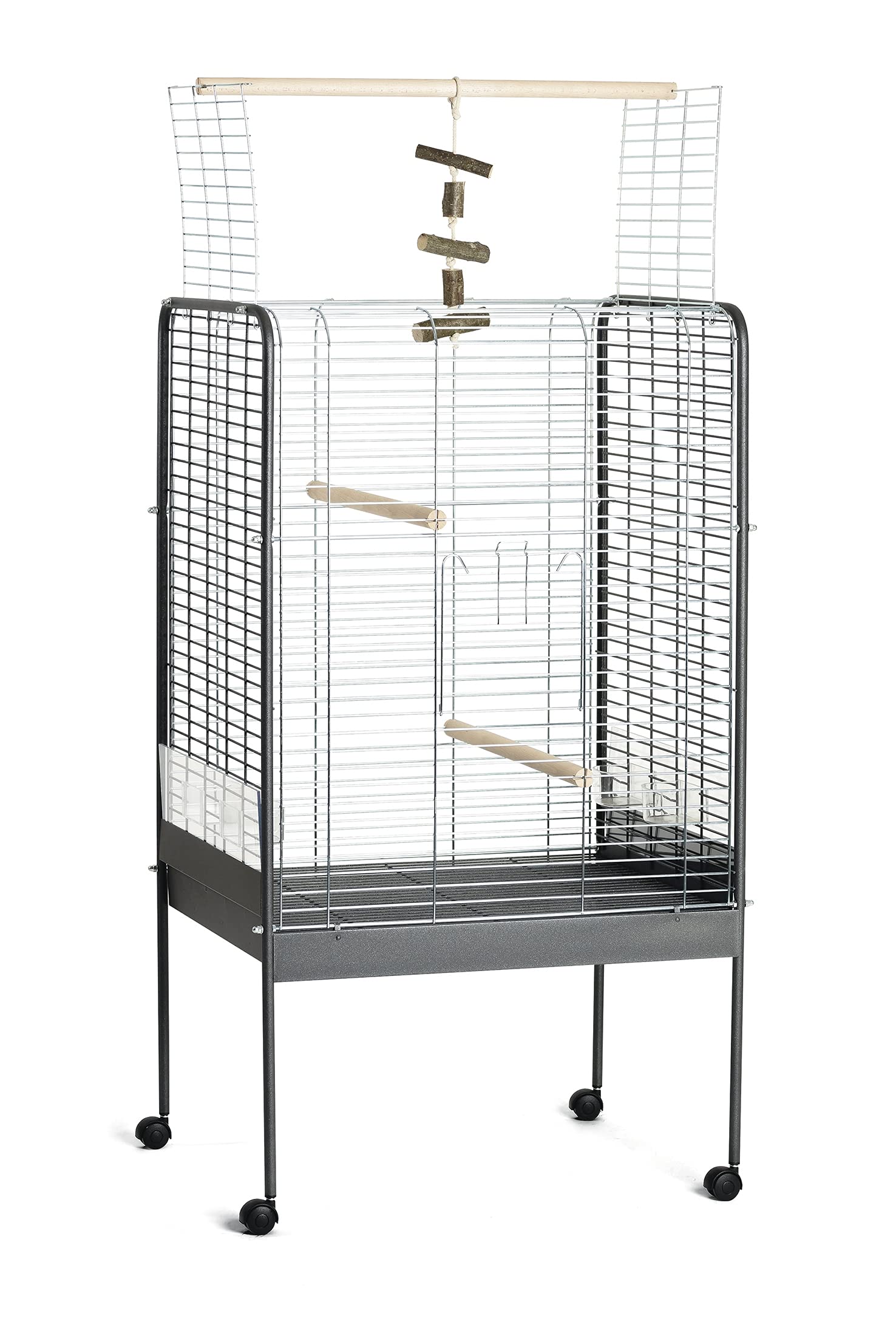 Voliera Tiffany per Pappagalli Parrocchetti Inseparabili Cenerino Gabbia Accessoriata 72x55,5x123,5h Made in Italy