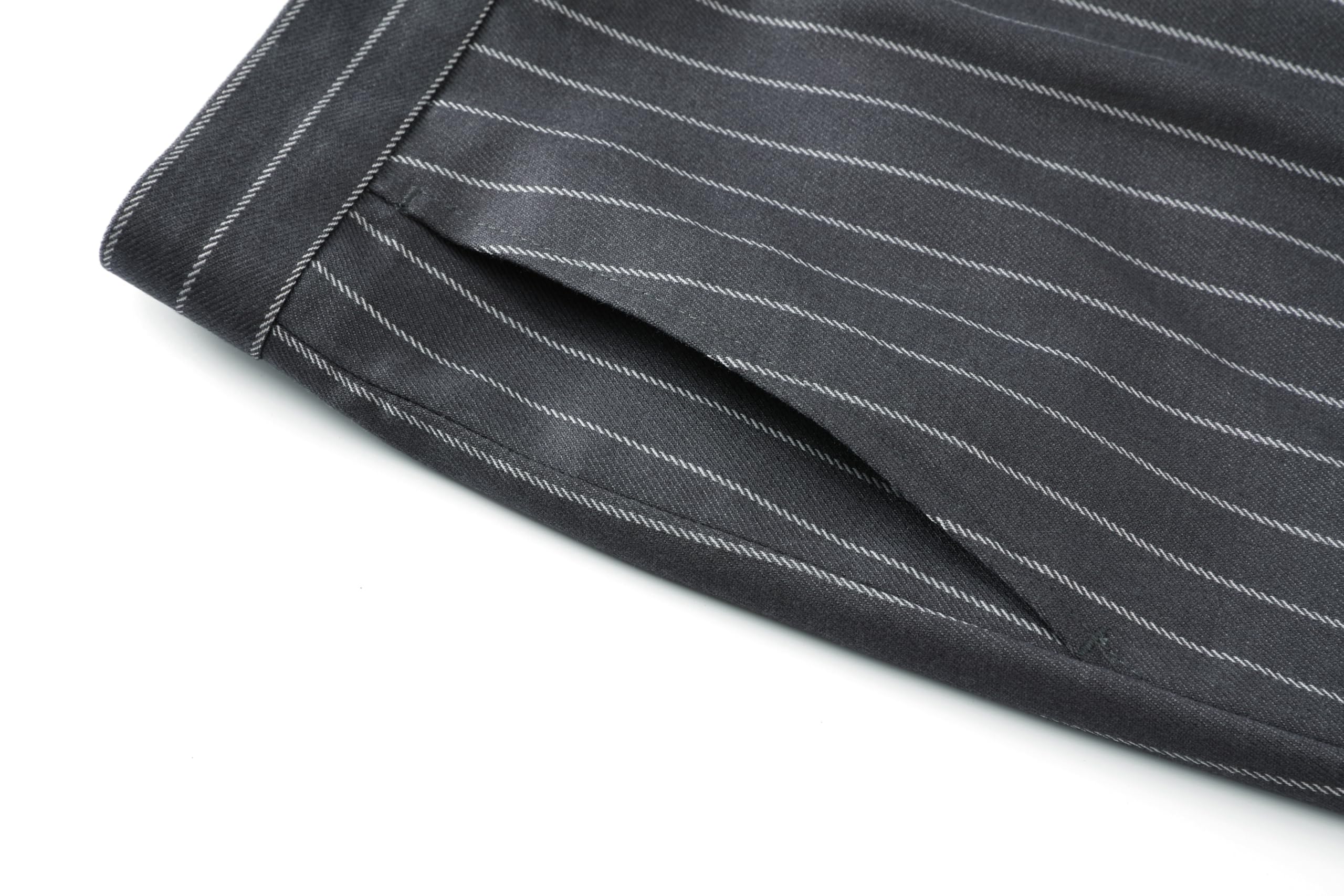 MOGU Pantalones de vestir ajustados a rayas para hombre, ligeros, parte delantera plana, pantalones de traje a rayas, pantalones casuales de negocios