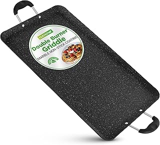 NutriChef Double Burner Griddle, Non-Stick Stove Top Griddle for Gas Sto...