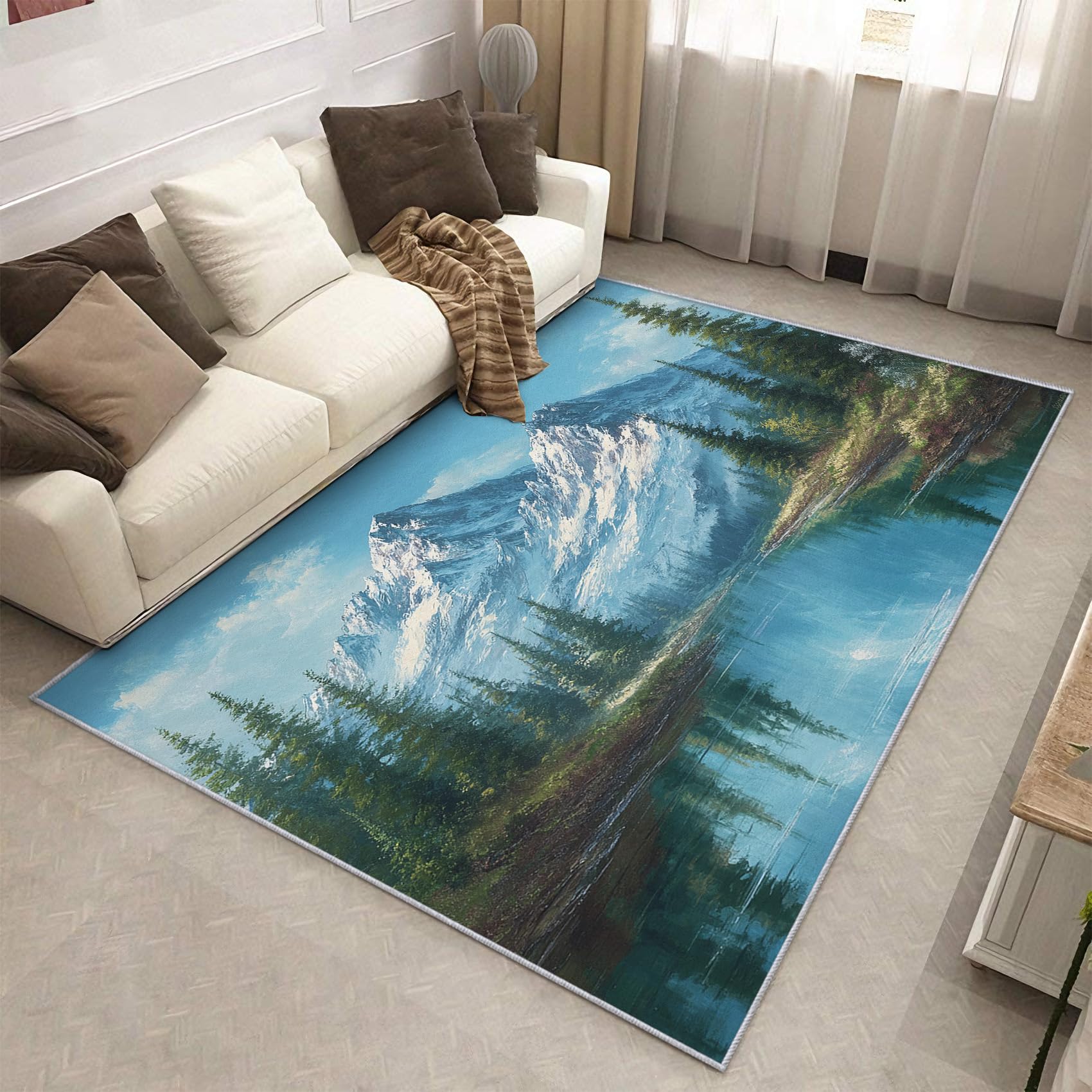 Tapis salon lavable et antidérapant moquette douce 180 x 240 cm