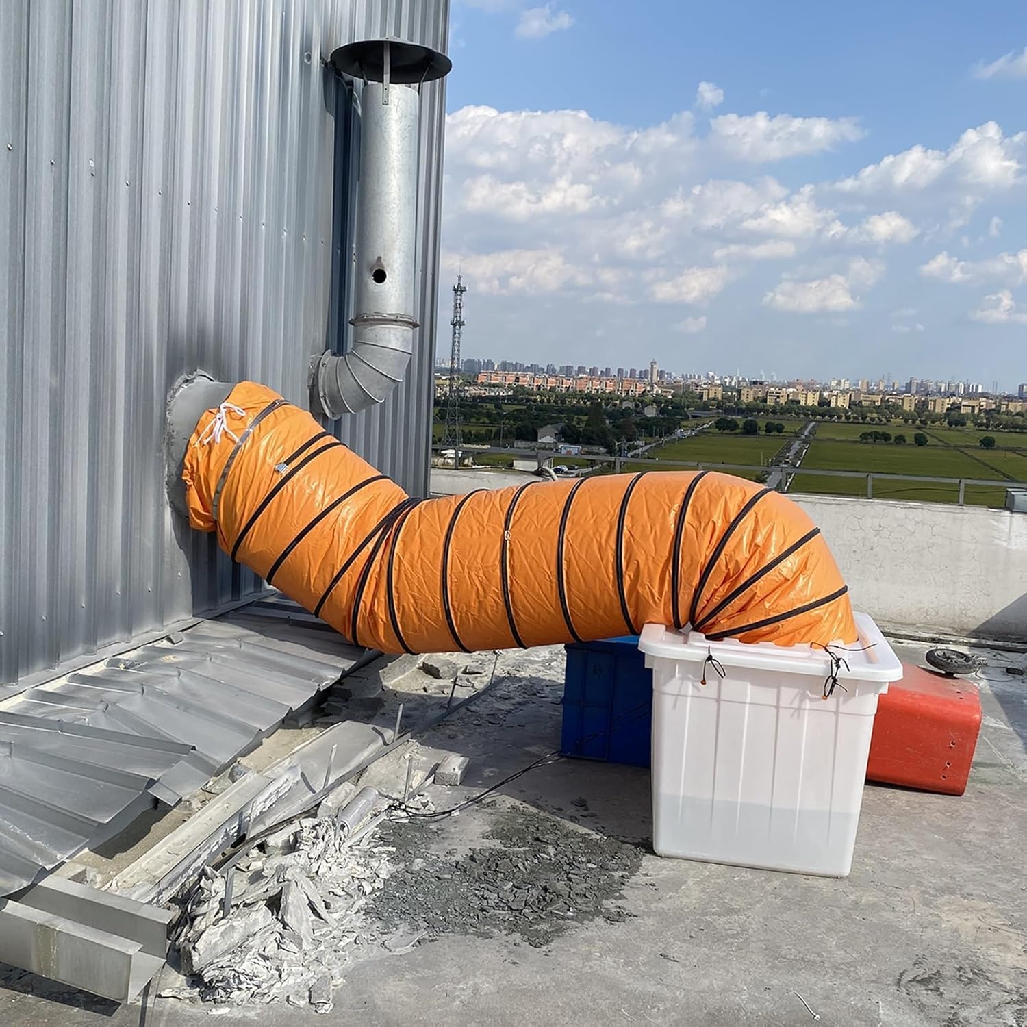 Manguera para conductos, Manguera Flexible de PVC de 2 m (6,5 pies) - Tubo de ventilación de 76 a 15 cm (30 a 6 Pulgadas) para extractores de Garaje, 600 mm de diámetro, conducto Naranja dur