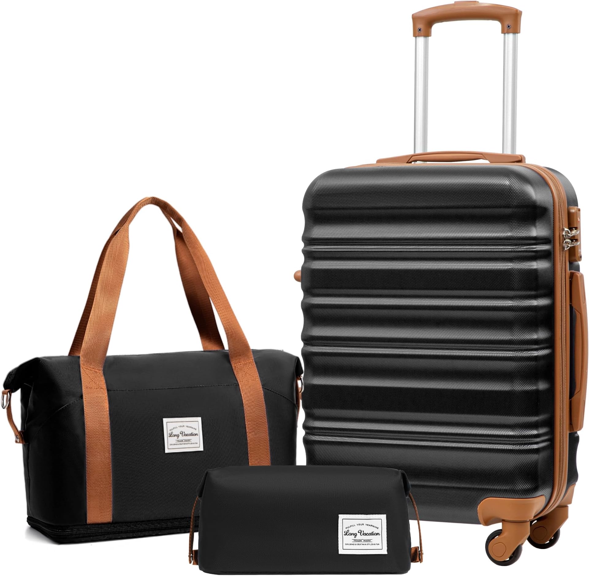 LONG VACATION Suitcase Trolley Hand Carbin Luggage, ABS Hard Shell Suitcase Set Lightweight Luggage Set