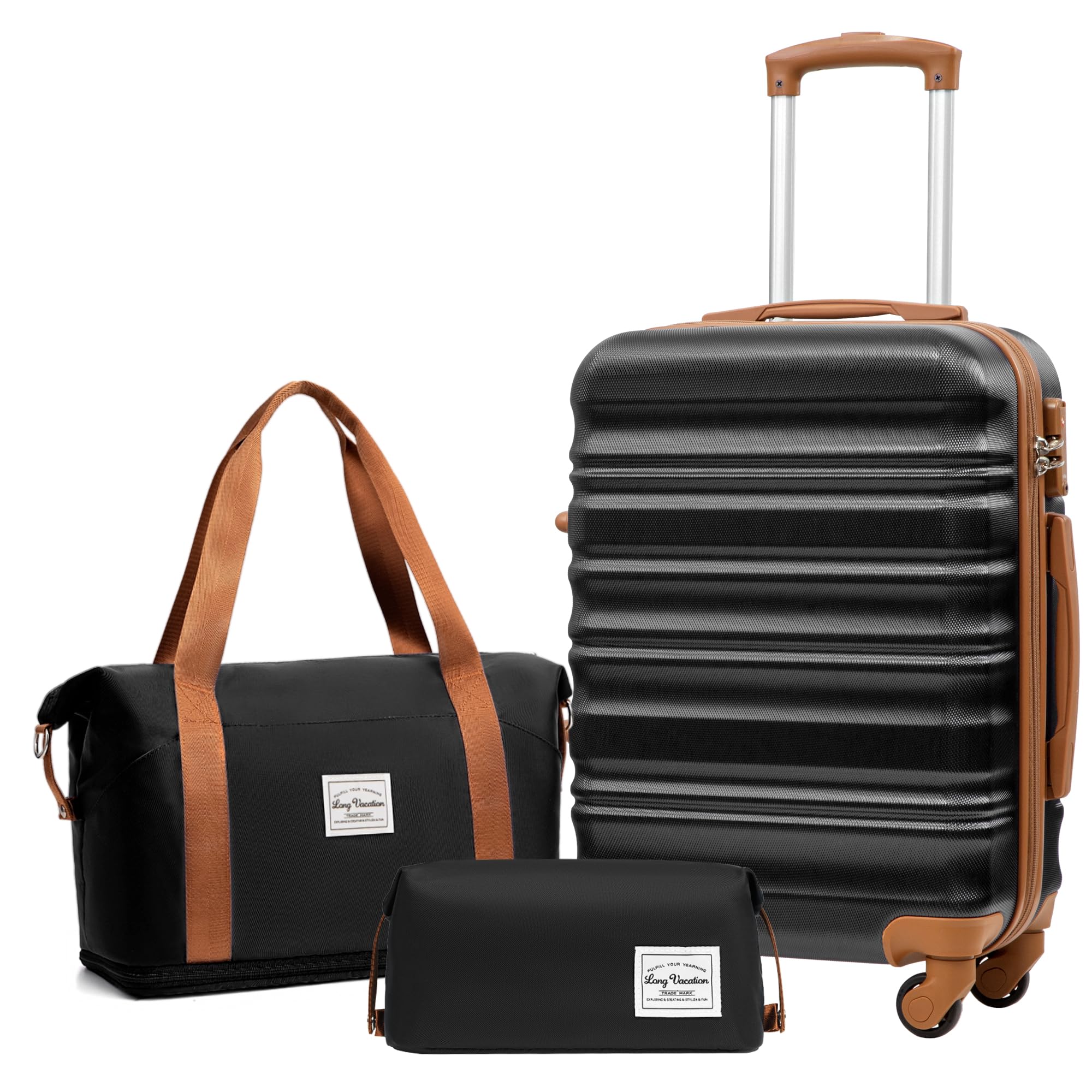 LONG VACATION Suitcase Trolley Hand Carbin Luggage, ABS Hard Shell Suitcase Set Lightweight Luggage Set