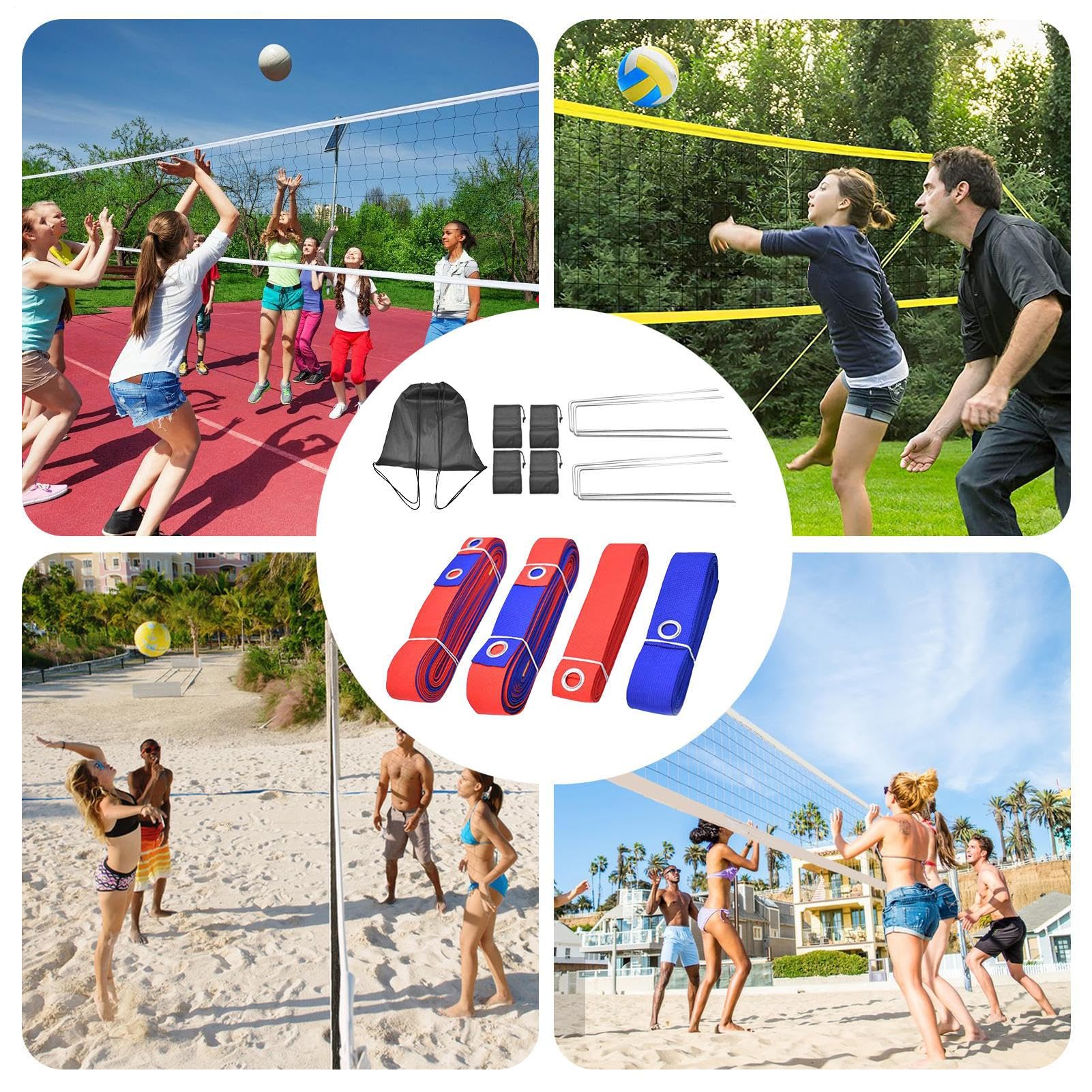Linee per Campo da Beach Volley Set Segnapunti Sportivi | Linee Confine per Pallavolo in Giardino per Campo Estivo, , Giardino, Cortile, Casa, Gare, Tornei