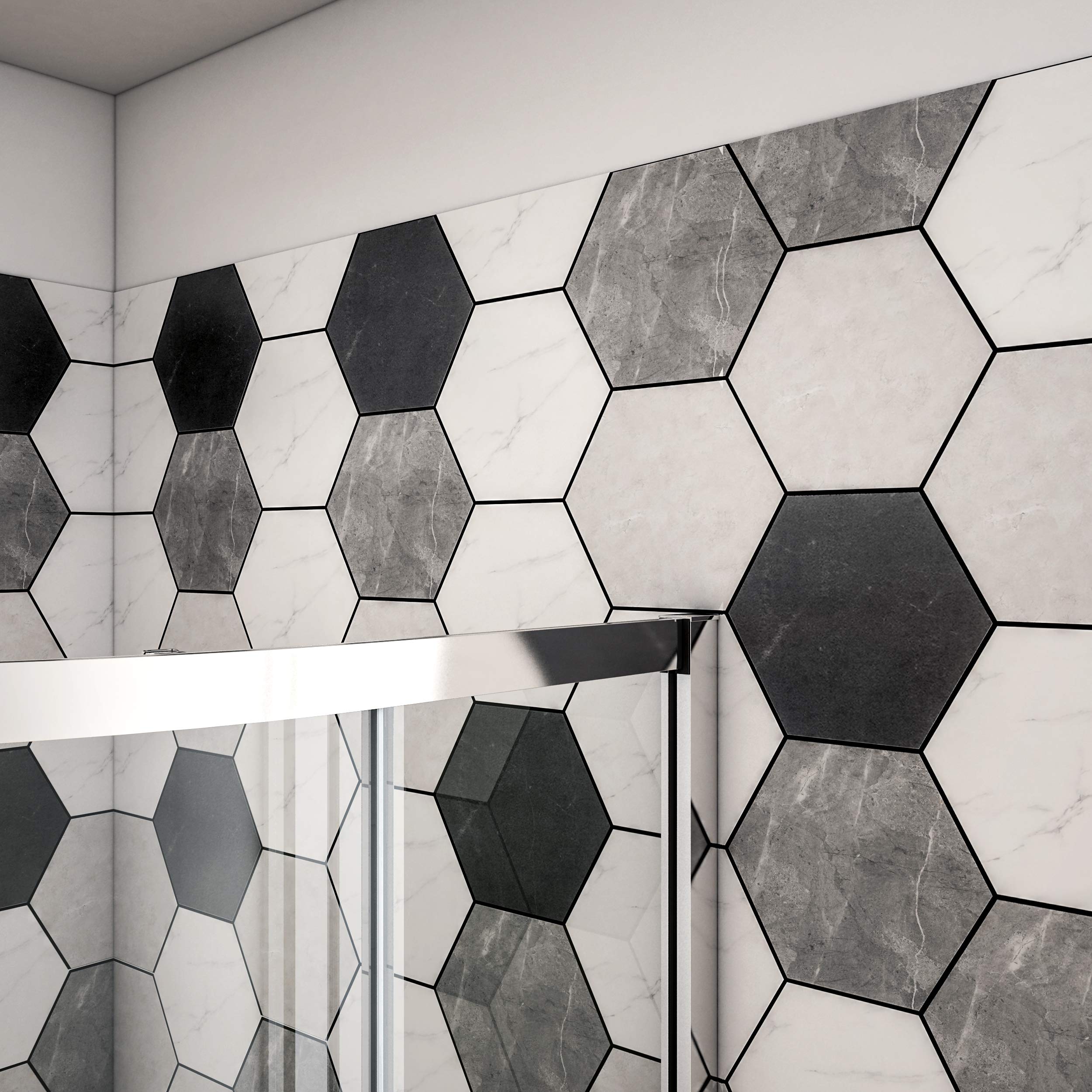 Box Doccia Semicircolare alto 185 cm Porta Apertura Vetro 6mm 80x80 cm | Trasparente Anticalcare, Temperato, Vetro, Profilo Cromo, Scorrevole