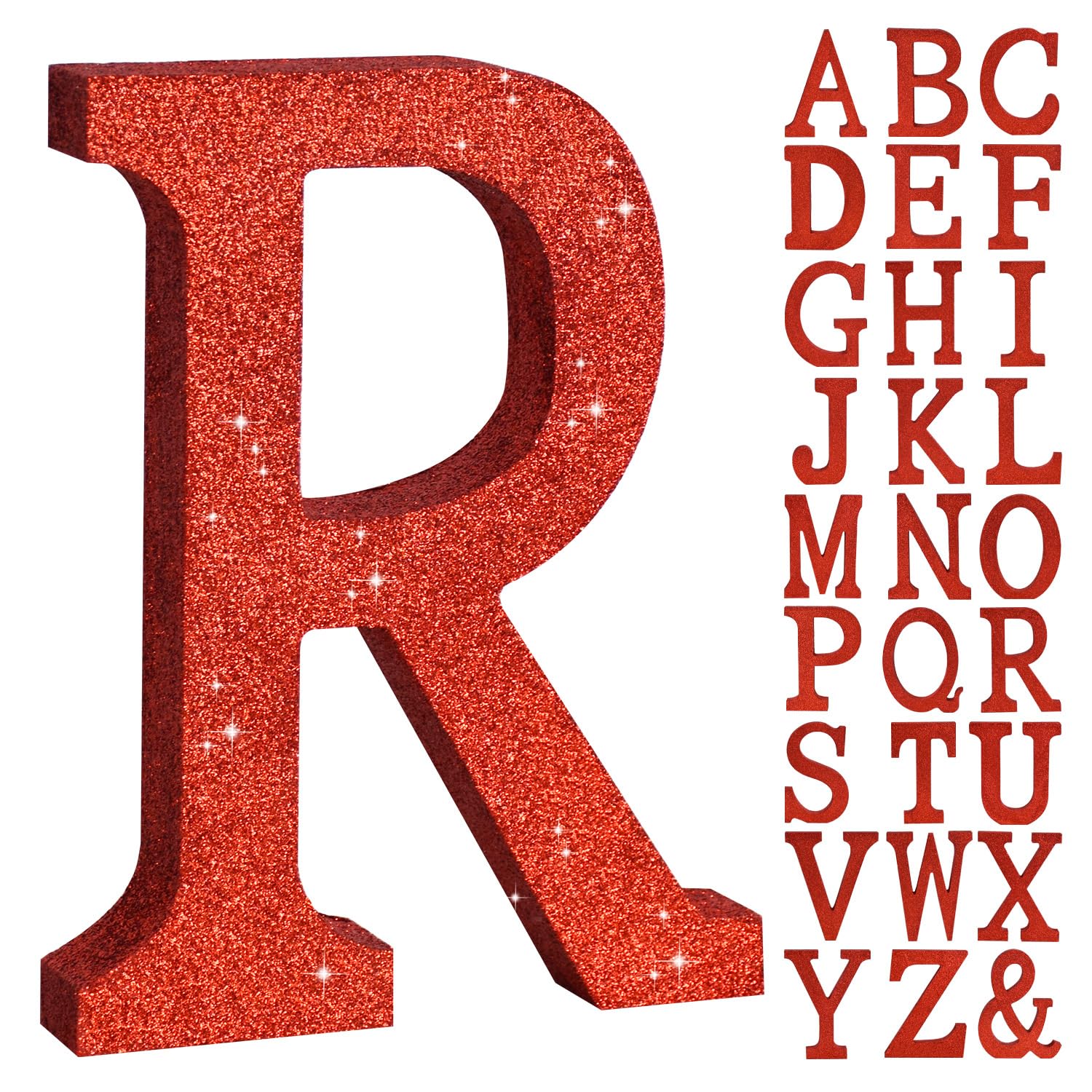 TONIFUL 8 Inch Red Glitter Letter R Table Centerpiece A-Z Red Birthday Party Decorations,Red Alphabet R for Birthday,Chrismas,Graduation,Bridal Shower