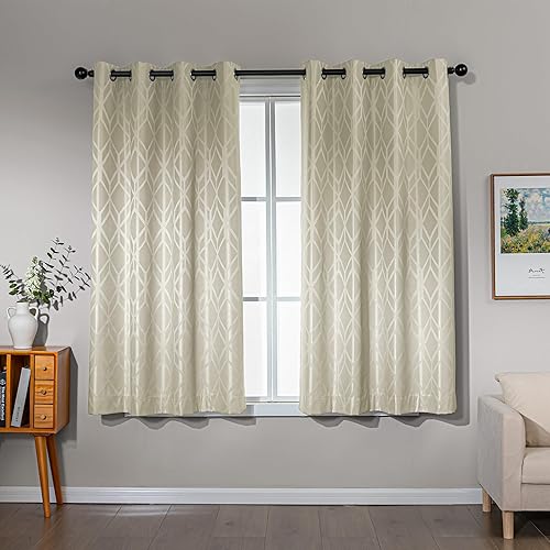 Tienda Basics Cortinas Jacquard 100% opacas de 2 piezas, cortinas para sala de estar y dormitorio, tratamiento de ventana con aislamiento térmico,
