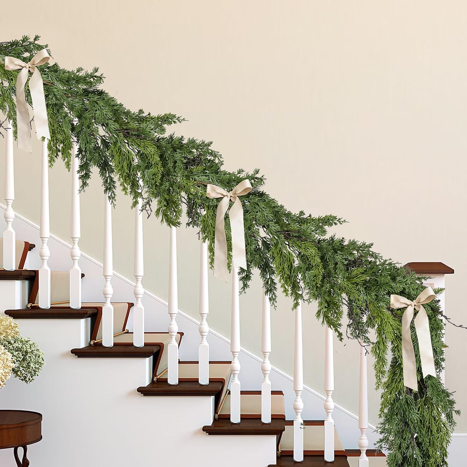 Pine Christmas Garland Clearance, 6ft Christmas Greenery Garlands Realistic Cypress Branches Pine Garland for Holiday Mantel Fireplace Table Centerpiece Home Decoration - Image 8