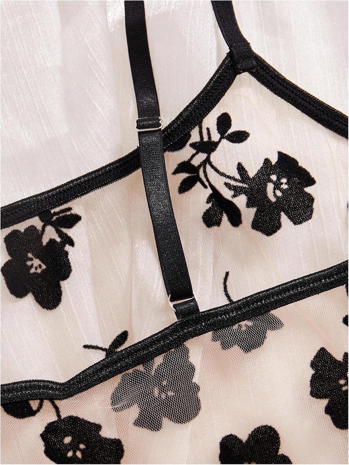 SOLY HUX Women's Lingeries Floral Mesh Sheer Matching Bra and Panty Set Boudoir Outfits Nightwear 2 Piece - Image 5