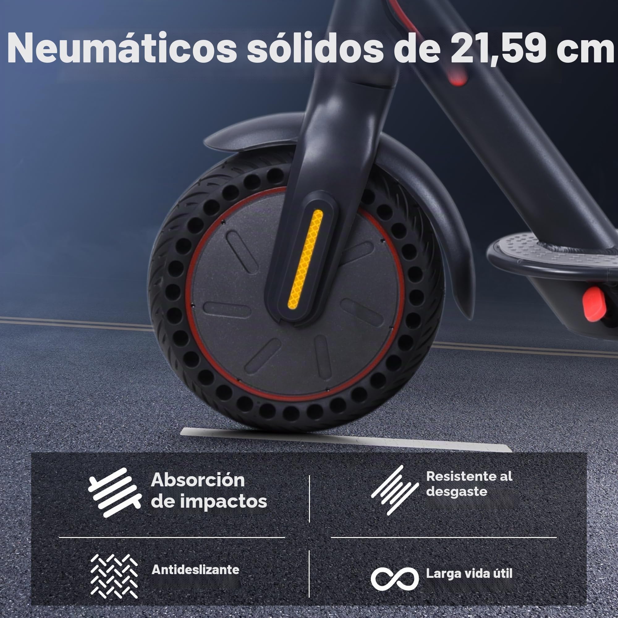 Patinete Eléctrico Plegable Mankeel para Adultos con Ruedas Macizas de 10 Pulgadas, Autonomía de 40 km, Velocidad de 25 km/h, Ideal para Adolescentes y Adultos