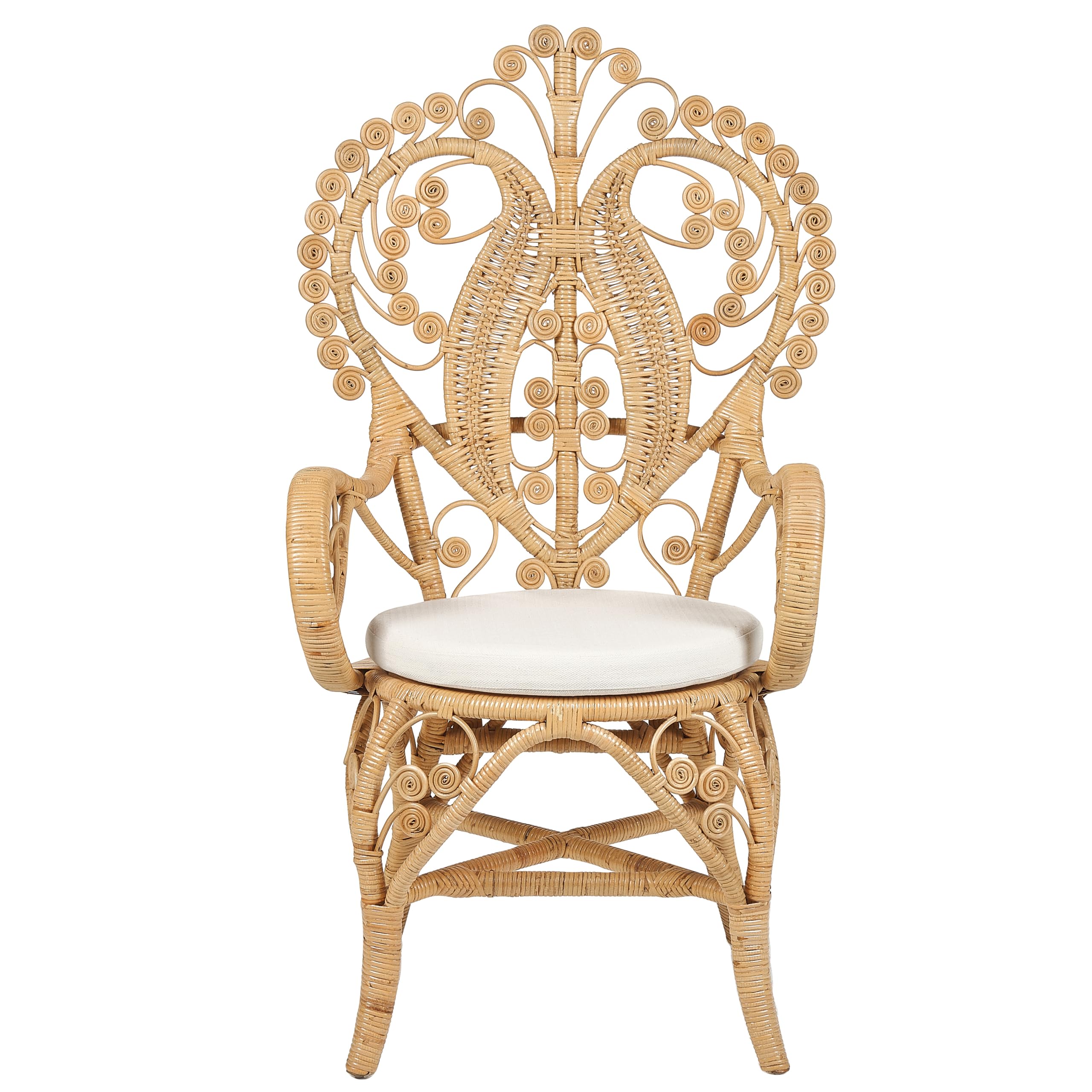 Beliani Pfauenstuhl aus Rattan natürlich/beige mit Kissen Indoor und Outdoor Carrara