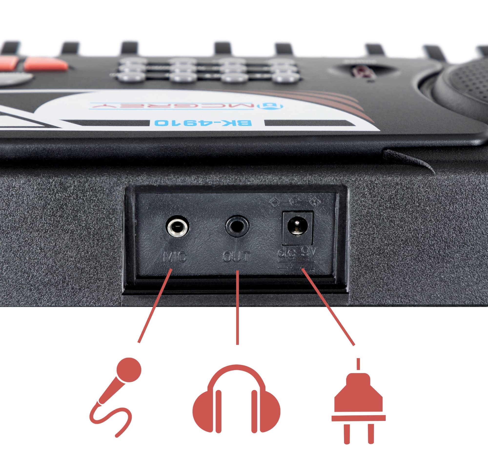 McGrey BK-4910BK Set Keyboard per principianti - 49 tasti, 16 suoni, 10 ritmi, 8 suoni percussivi e 6 demo - incl. microfono, leggio e cuffie - nero