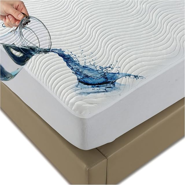 HIGH LIVING Premium Bamboo Waterproof Mattress Protector - 100% Bamboo Fabric Surface Mattress Cover, Anti Allergy, Non Noisy,Bed Bug Proof