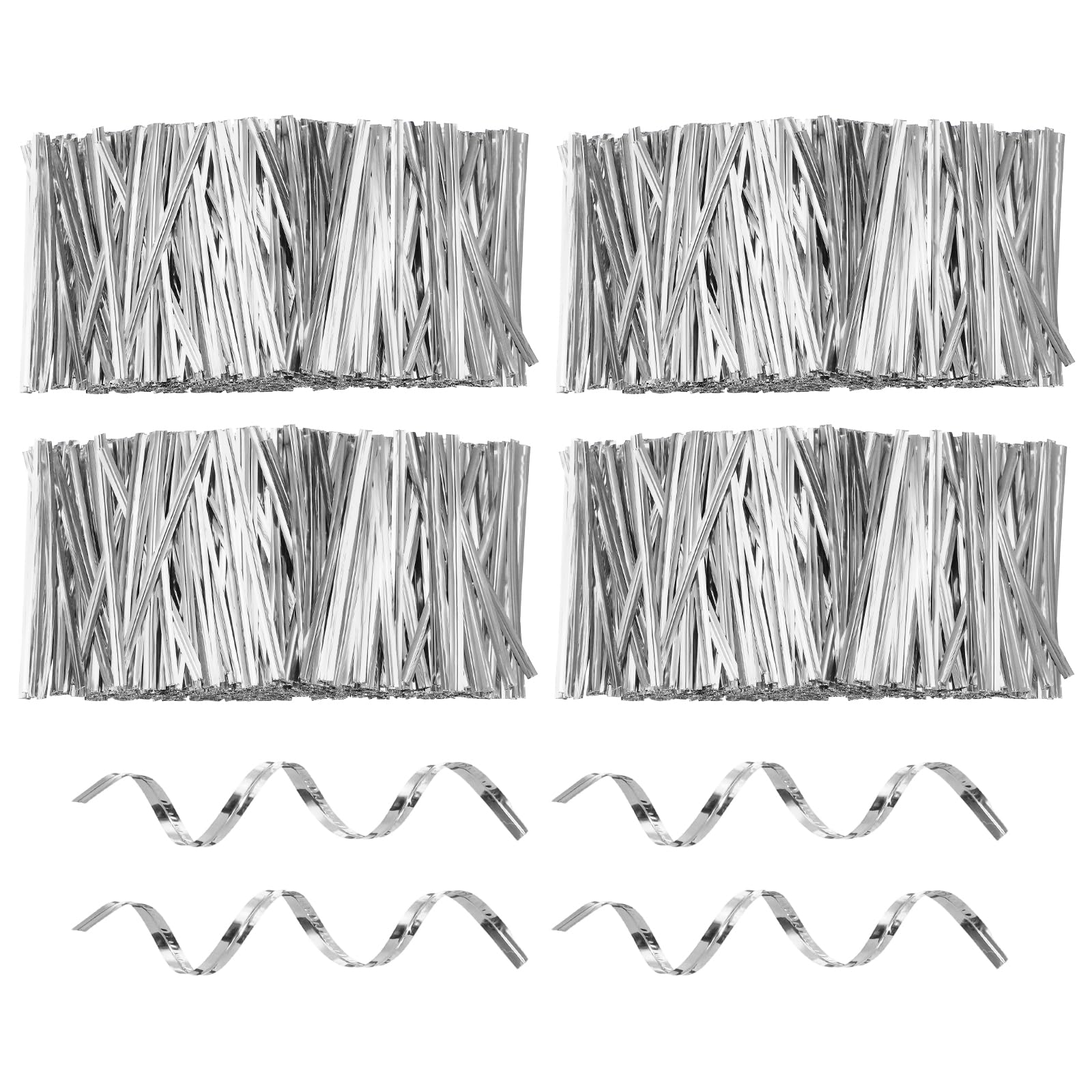 sourcing map 1600pcs Bag Twist Ties 80mm Reusable Metallic Twist Ties Wire Cable Ties Plastic Bag Sealers for Party Bread Candy Cake Present Supplies, Silver Tone