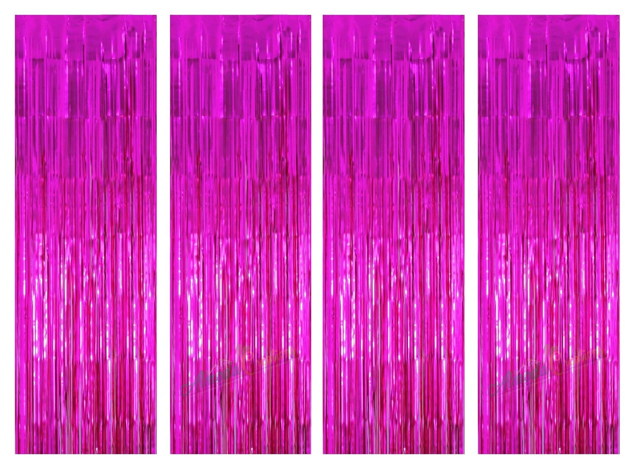 WOLFANO Pack of 4, Purple Decorative Curtains, 6 ft Long | Quick Decoration for Kids Birthday, DJ, Disco Theme Party
