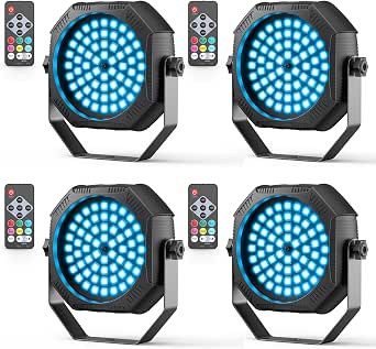 Battery Powered Stage Lights, Rechargeable 30W RGB LED Wireless Uplights for Events and Parties (4 Pack)