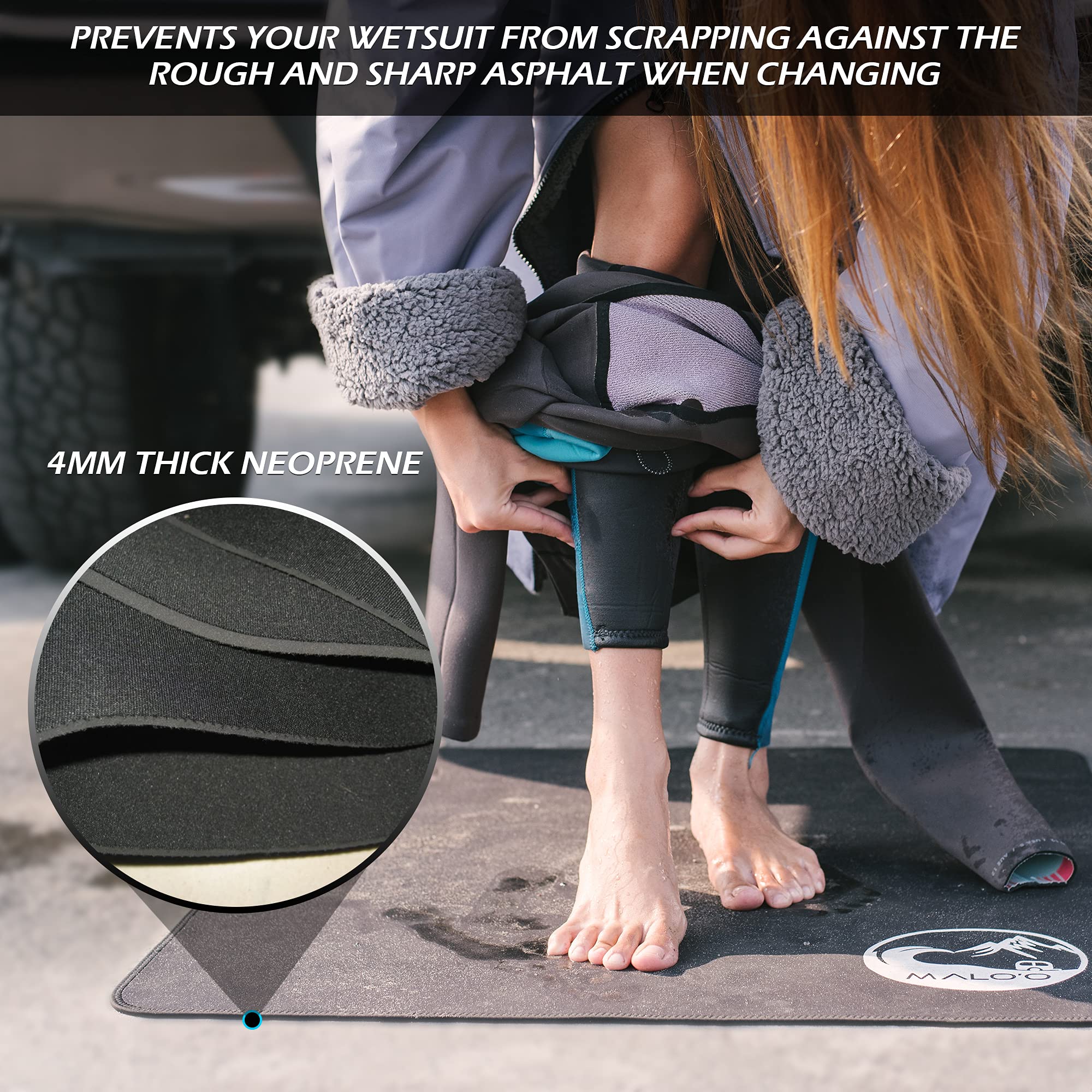 Malo'o Wetsuit Changing Mat - Perfect for Changing After Surfing, Swimming, or Camping