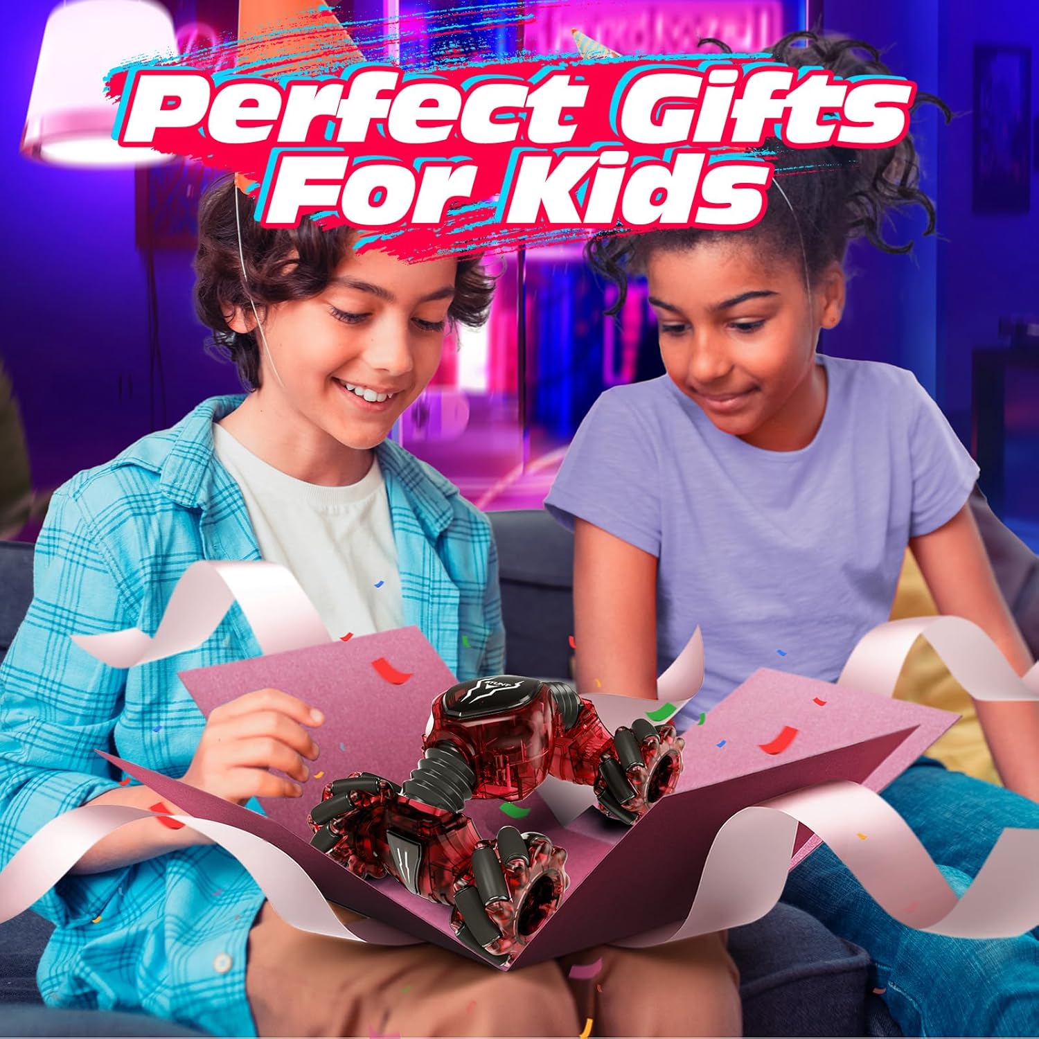 Tecnock Remote Control Car for Boys Girls, 2.4GHz 4WD Gesture Sensing RC Stunt Car Toys - 360° Rotating Double Sided Hand Controlled RC Cars with LED Lights, Gifts for Kids Ages 6-8, 8-12 - Image 8