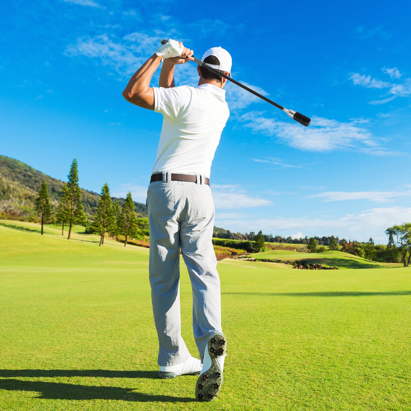 LIFEZEAL Entraîneur de Golf avec Poids, Outil d'Échauffement pour Amélioration du Swing et Précision avec Son, Outil d'Entraînement pour Équilibre et Force