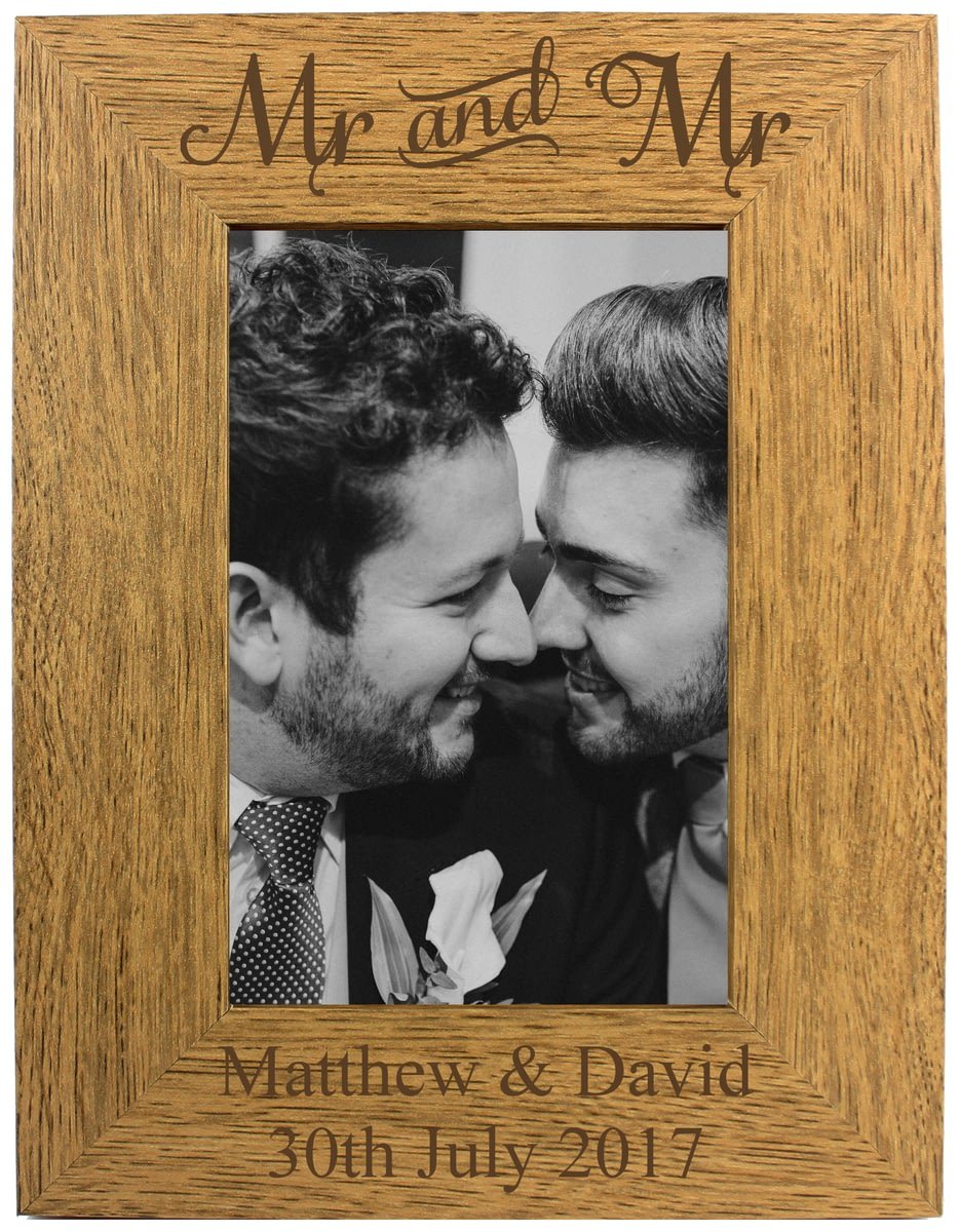 Go Find A Gift Brown Personalised 6X4 Mr & Mr Wooden Photo Frame