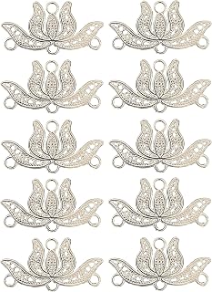 [sky voyage] Sky Boyage 莲花 饰品 35x18mm 10个套装 水印 连接器 配件零件 手工制作 手工艺用品 DIY