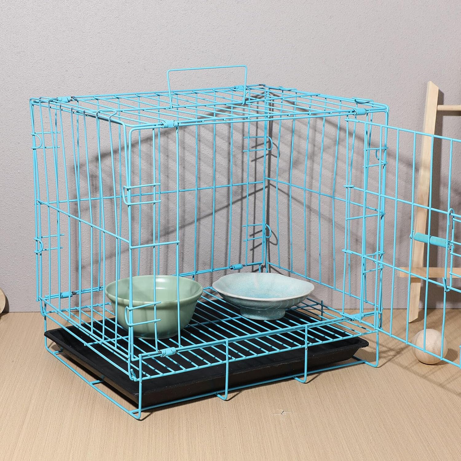 Portable Dog Cage Folding Pet Crate for Small and Medium Dogs Scratch- Lock for Pet Safety