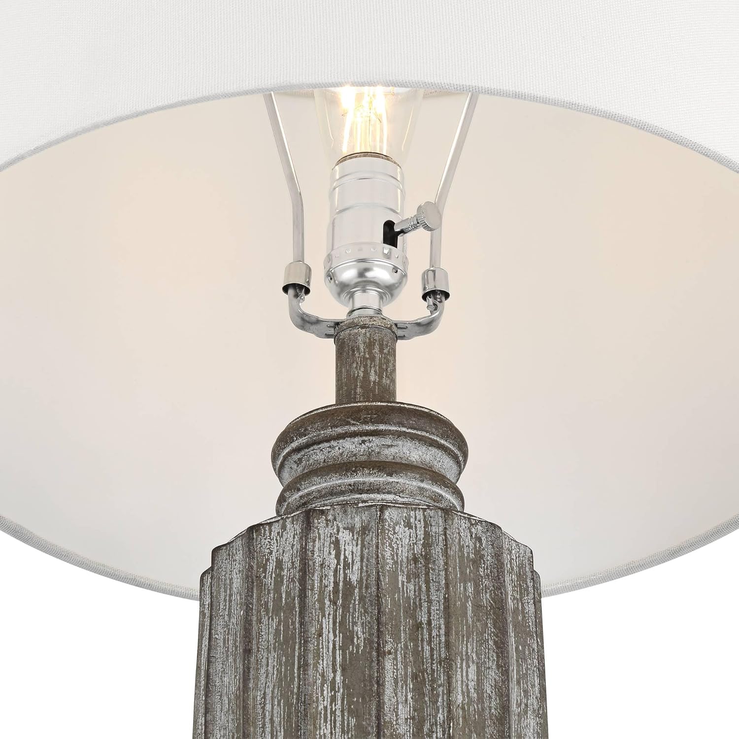 360 Lighting Lockland 31" Tall Column Large Traditional End 3-Way Table Lamp Antique Brown Finish Single Fabric White Shade Living Room Bedroom Bedside Nightstand House Office Home Reading Kitchen