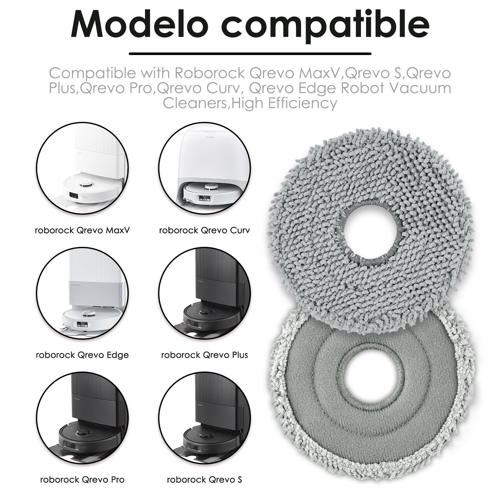 Roboter Deals Lot De 2 Serpillères En Microfibre, Serpillères De Rechange, Pour Roborock QV 35A