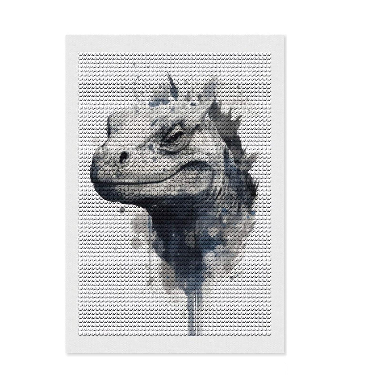 Junmoney Komodo Dragon Watercolor DIY Diamond Art Canvas Kit 8"x12", for Women, Mindful Craft Activity, Vintage Style Decor, Festive Craft Gift