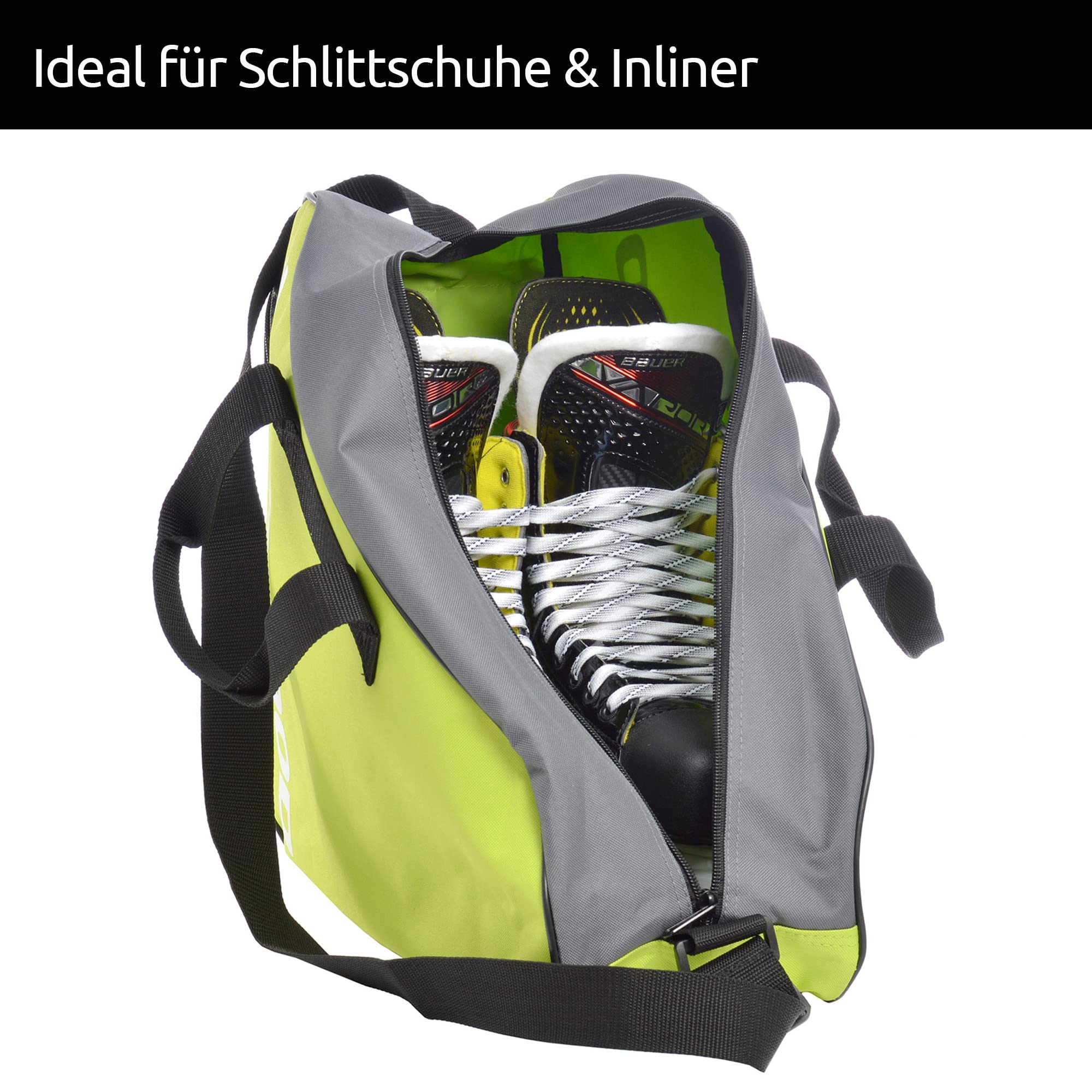 Sherwood Bolsa para Patines de Hielo para Adultos y niños, Bolsa de Hockey sobre Hielo, Ideal para Patines Hielo y Patines Linea, Ice Skate Bag con Medidas 42 x 15 x 37 cm (Verde)