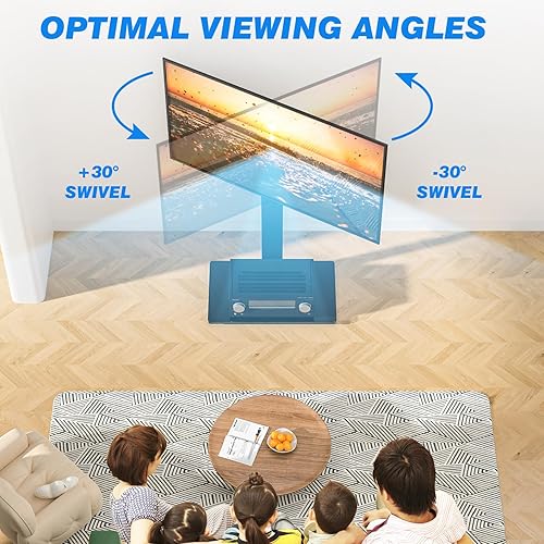 Miniatura 5 de 5Rcom Soporte de suelo giratorio para TV con soporte para TV de 32, 37, 43, 50, 55, 60, 65, 70 pulgadas, pantalla plana o curvada, soporte de TV