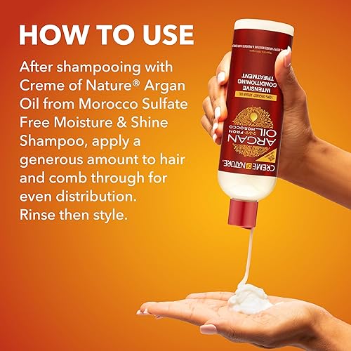 Miniatura 9 de Creme of Nature Aceite de argán de Marruecos Champú y acondicionador de humedad y brillo sin sulfato, 2 unidades