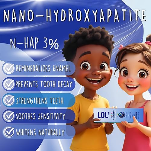 Miniatura 5 de LOL Pasta de dientes nano hidroxiapatita sin flúor para niños, pasta de dientes con probióticos de fresa para niños, remineralizante, agente