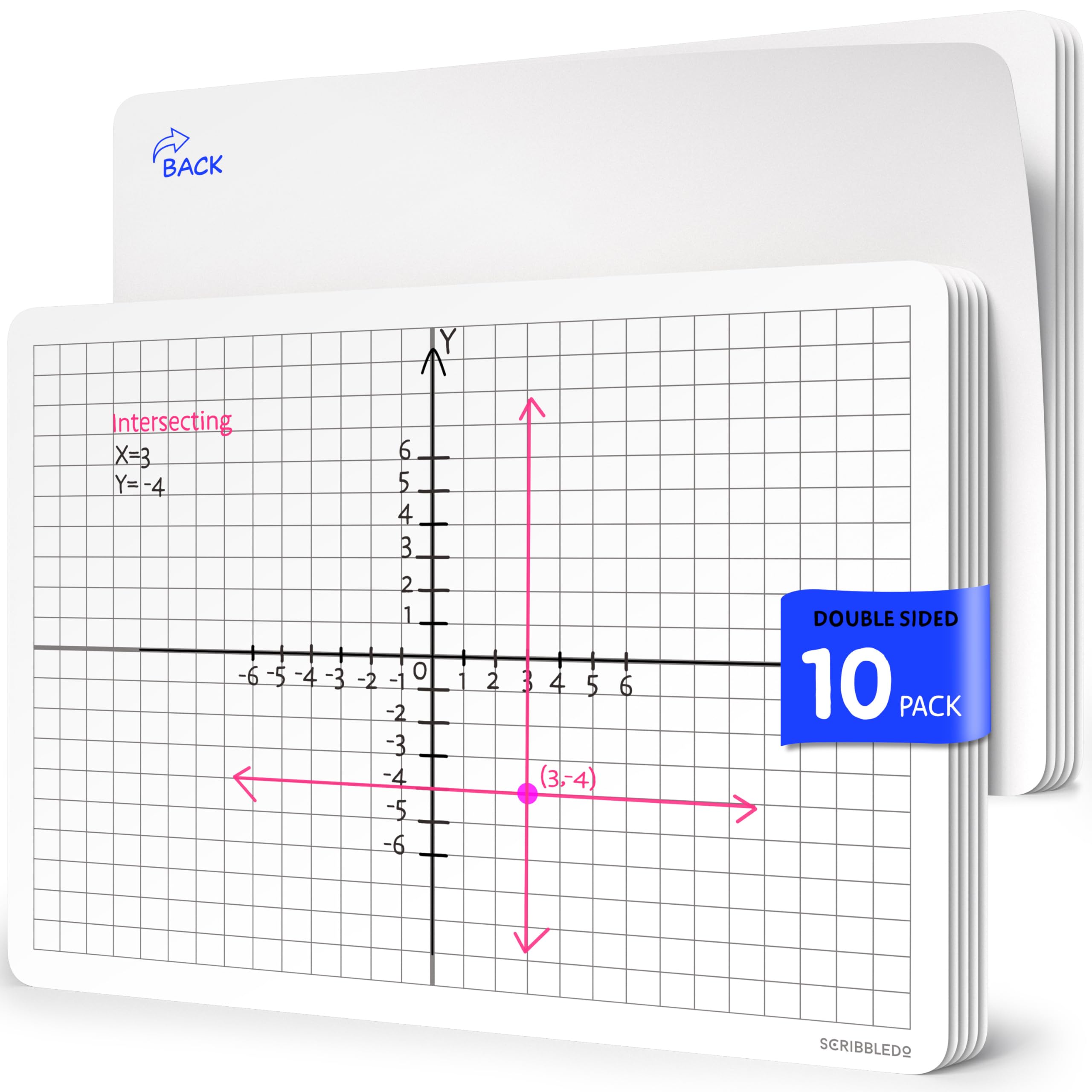 SCRIBBLEDO XY Graph Dry Erase Sheets 9”x12” Math Practice Small White Board Dry Erase Sheets Math Manipulatives Grid Whiteboard Sheets Math Supplies