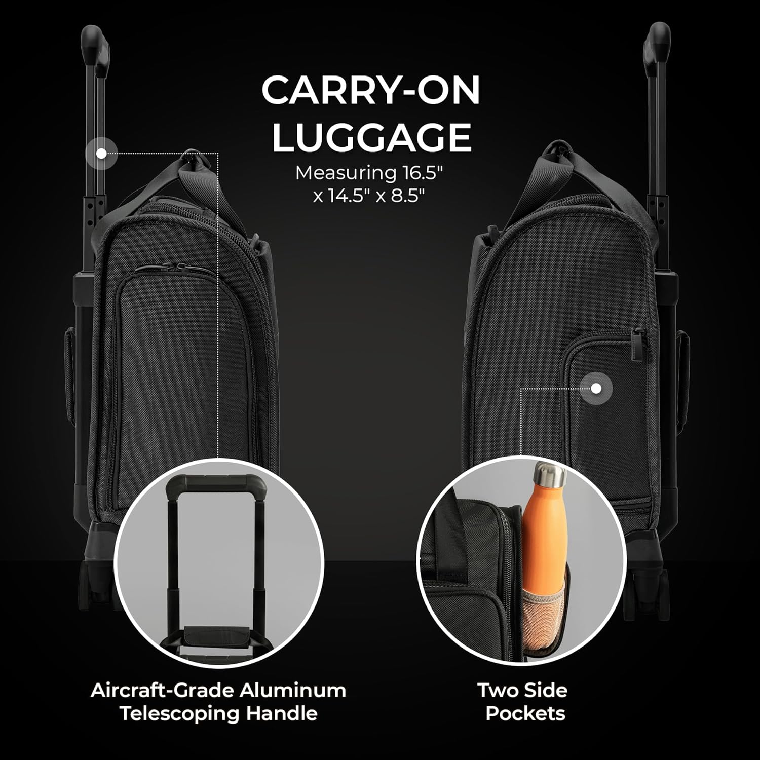 Briggs & Riley Cabin Spinner - Carry On Luggage for Travel, Suitcases with Wheels, Softside Rolling Bag for Men & Women, Fits Under Plane Seat, Interlocking Handle - Baseline Collection, Black - Image 3