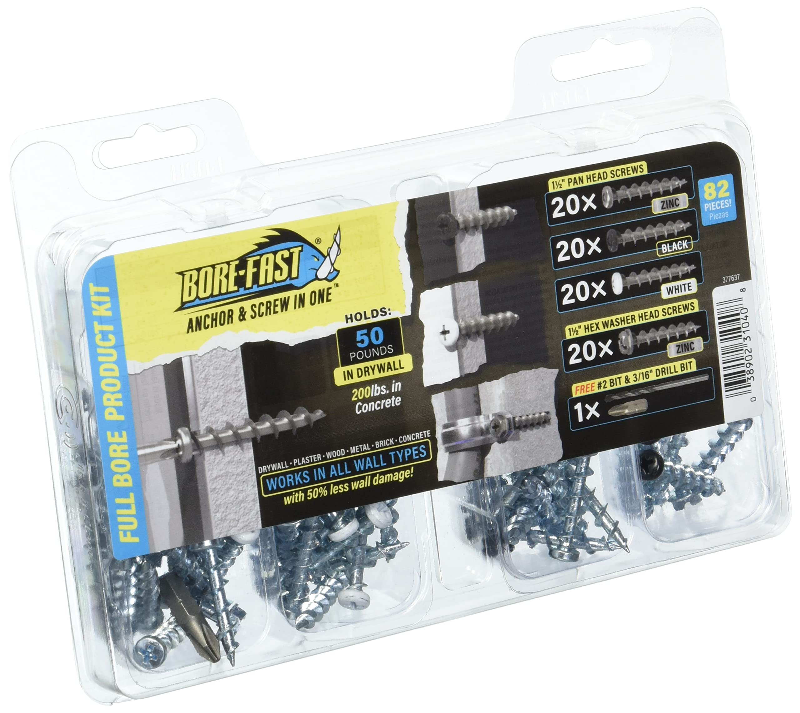 Hillman377637 Borefast Drywall Anchors, No Size, Silver, 3 Count