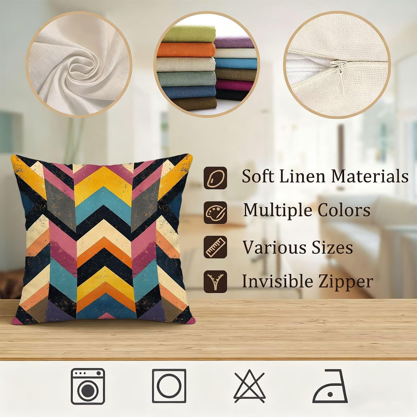 Vistoso Funda Cojin 65x65 GeometríA Funda Almohada 65x65 Cojines Sofa Súper Suave Fundas Cojines Decorativos Fundas Almohadas 4 Piezas Cervicales y Cuello, para Hogar Cama Salon Decoracion E - 811