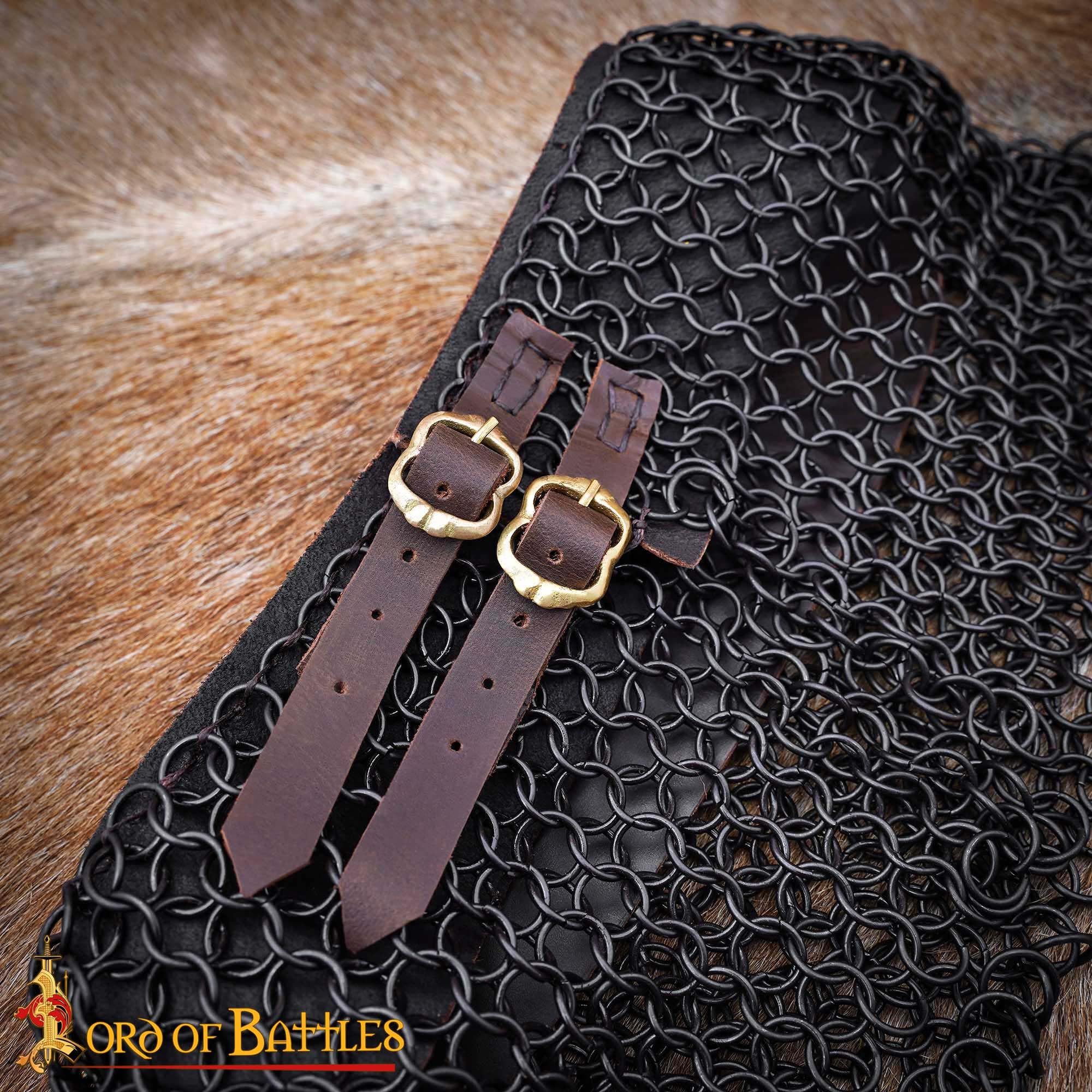 Lord of Battles Kettennetz-Halsband, mittelalterlicher Halsschutz, 10 mm, 16 G, konifizierte Ringe, Baustahl, Maille, Halsschutz